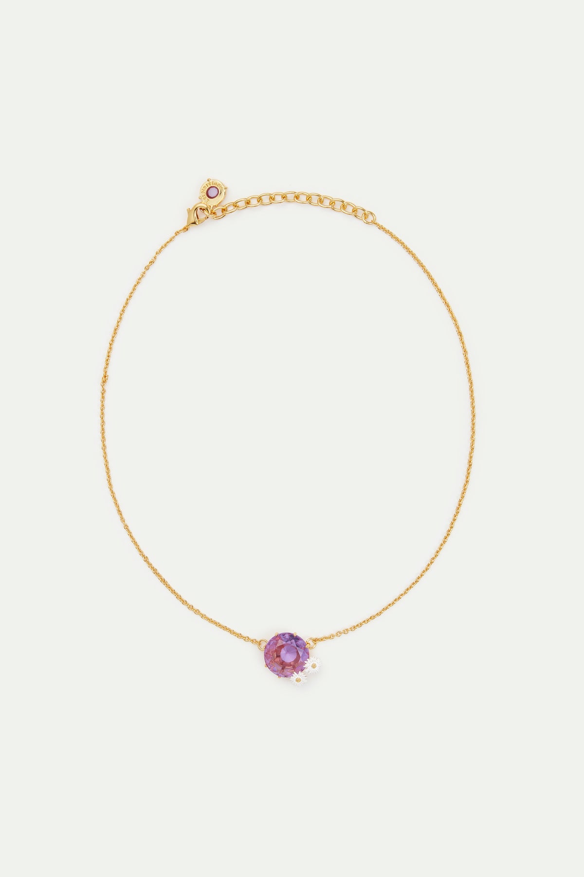 Fine Lavender Diamantine Round Stone Necklace With Daisies | AVLD3012