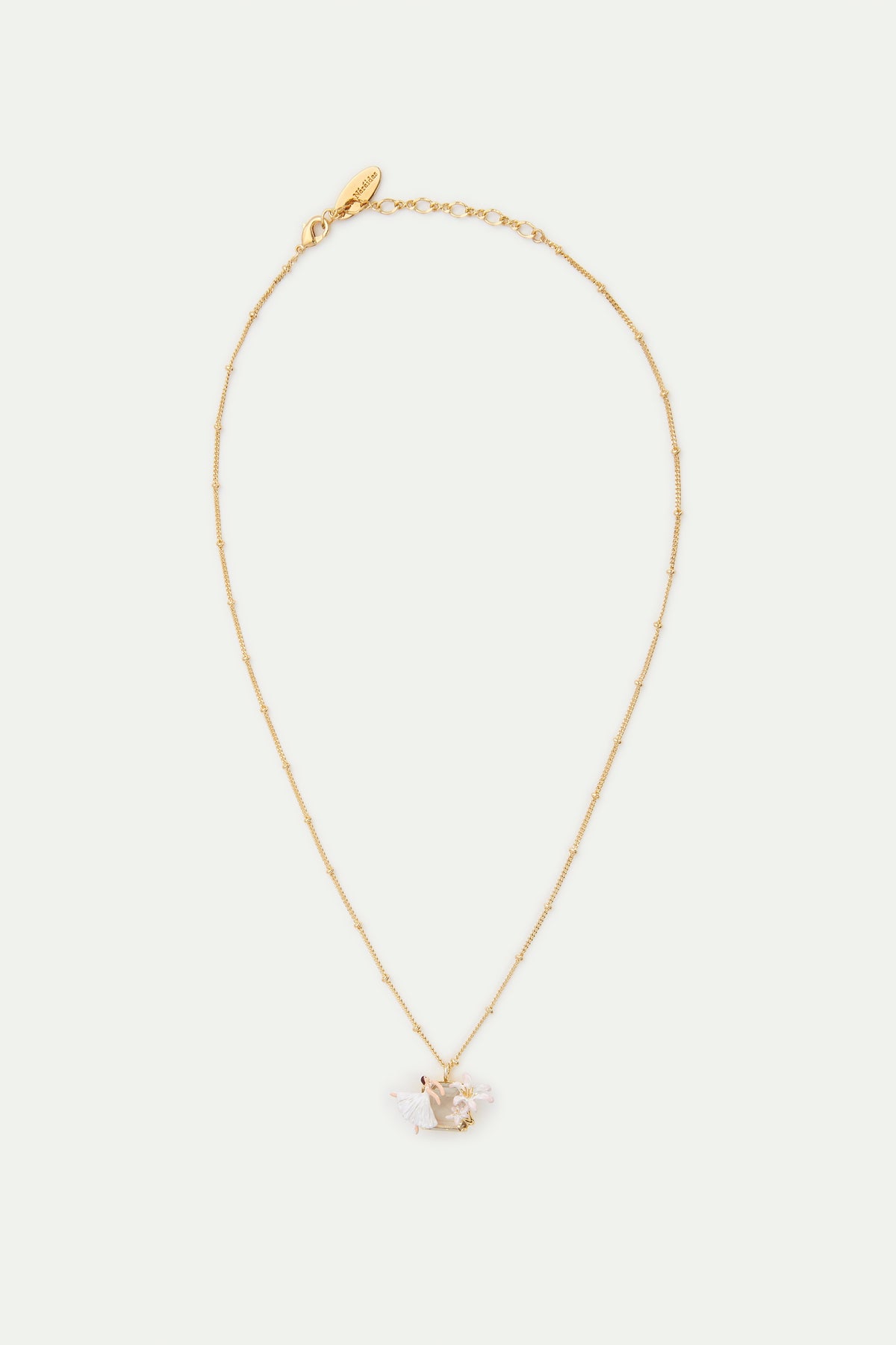 Ballerina, Lily Flower And Faceted Stone Pendant Necklace | AVOP3011