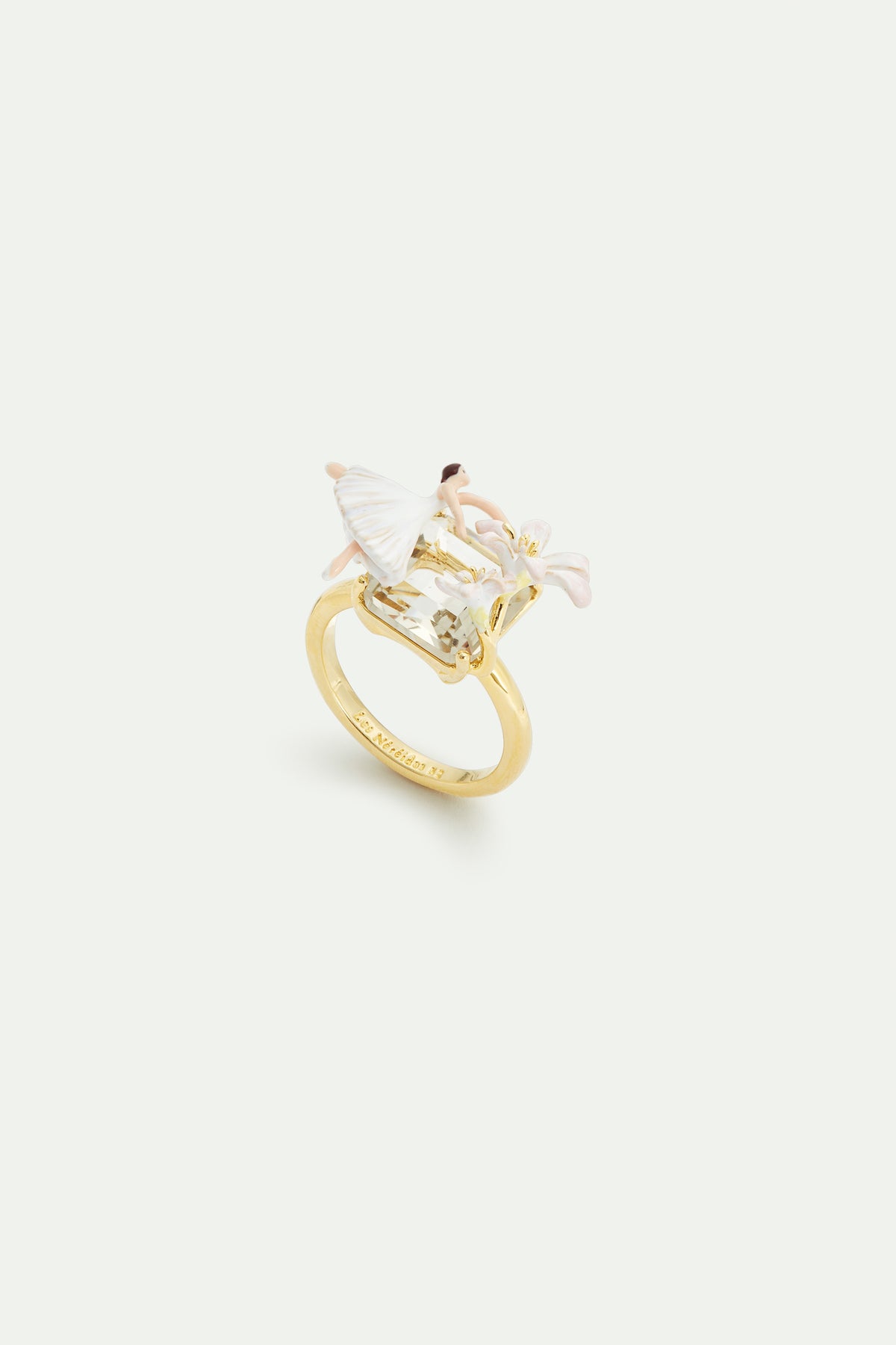 Ballerina, Lily Flower And Faceted Stone Ring | AVOP6011