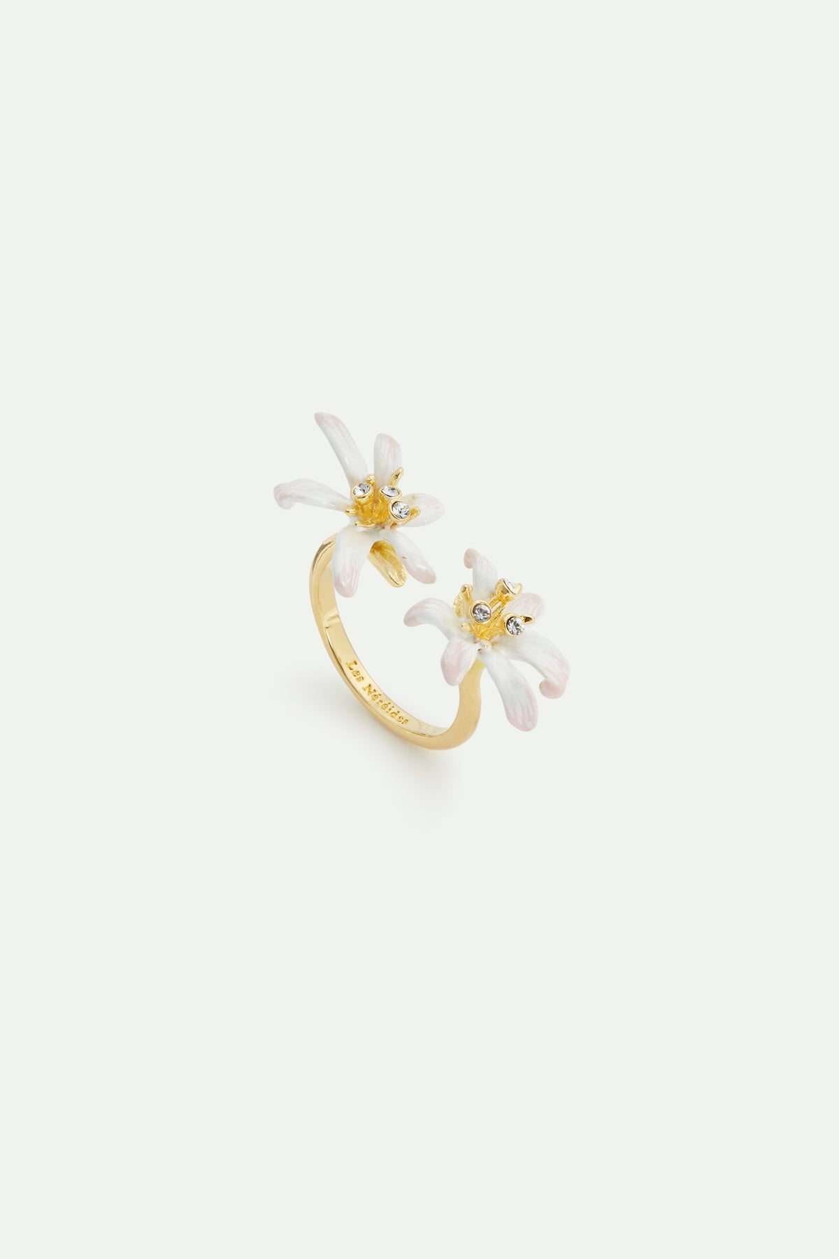 White Lily Flower Adjustable Gold-Plated Ring | AVOP6031