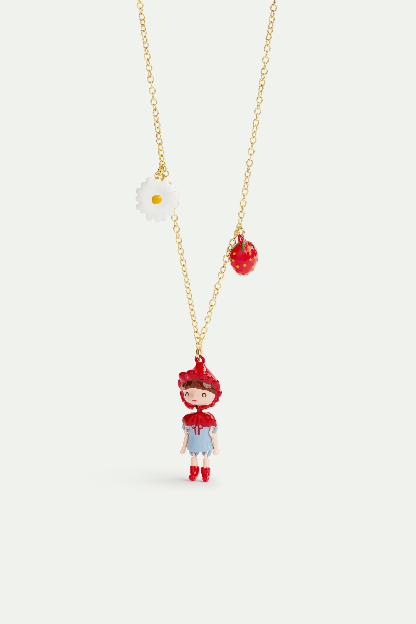 Little Red Riding Hood, Strawberry And Daisy Pendant Necklace | AVPO3011