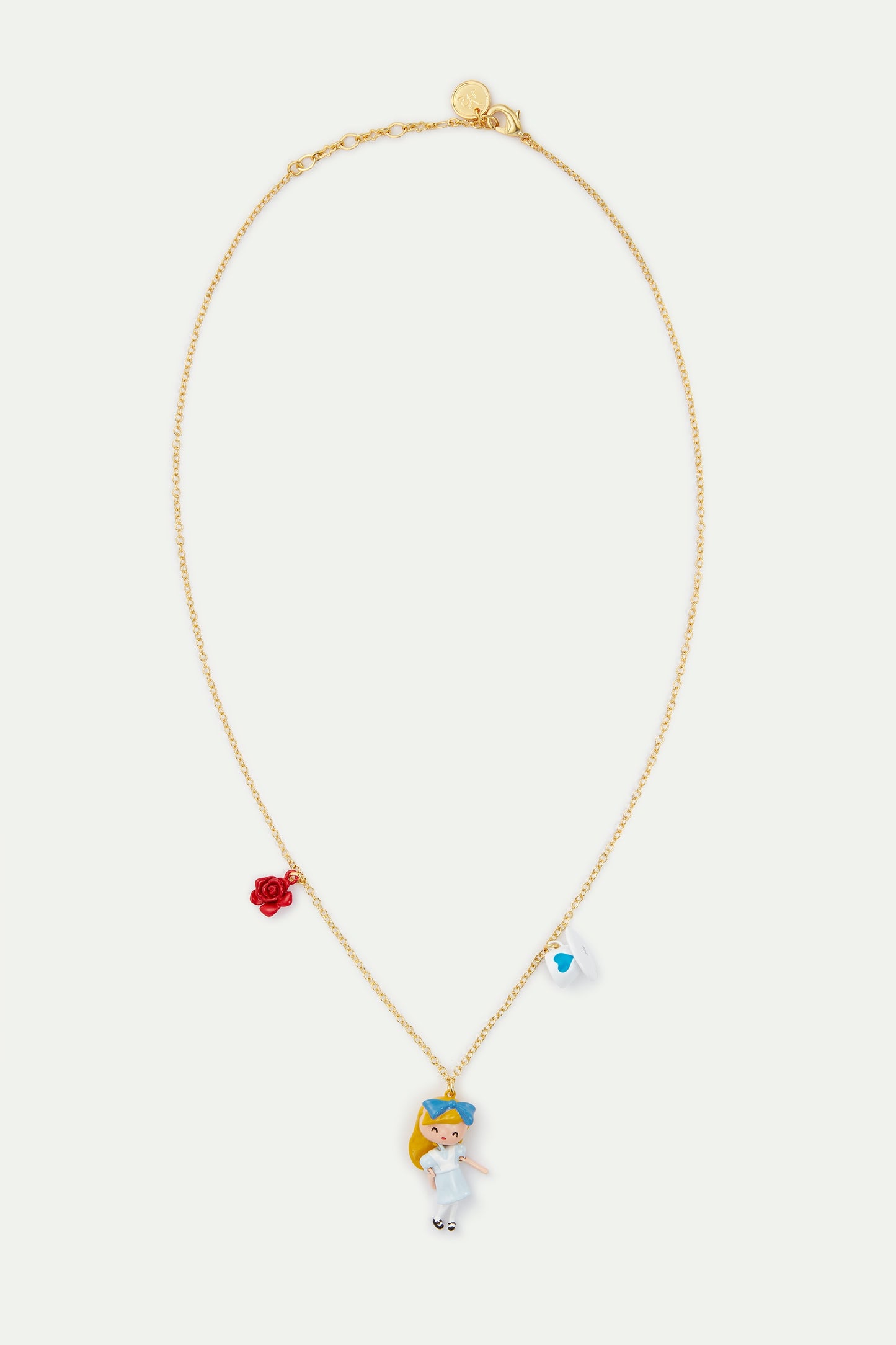 Alice In Wonderland, Tea Cup And Rose Pendant Necklace | AVPO3051