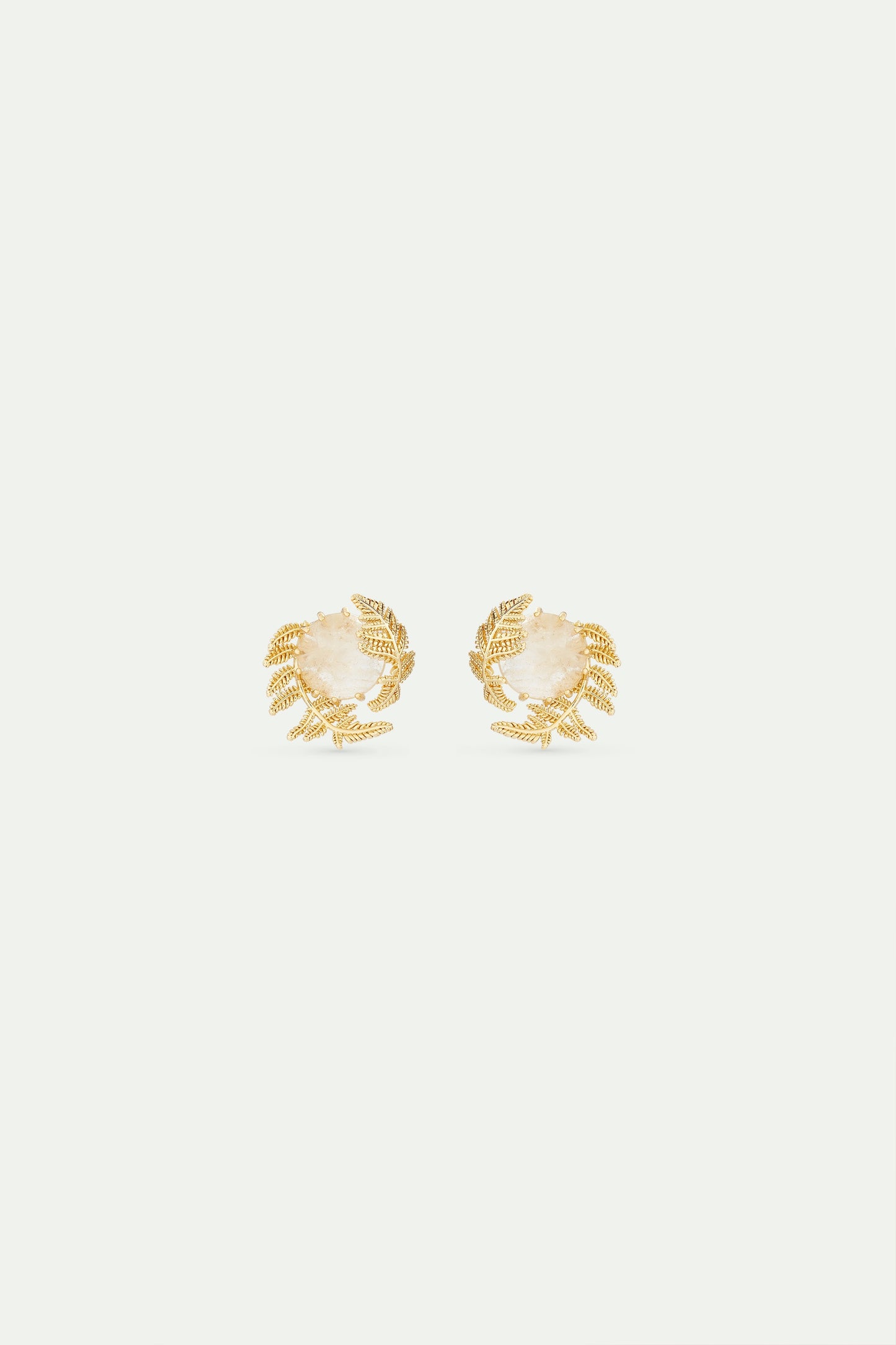 Round Rock Crystal And Golden Fern Earrings