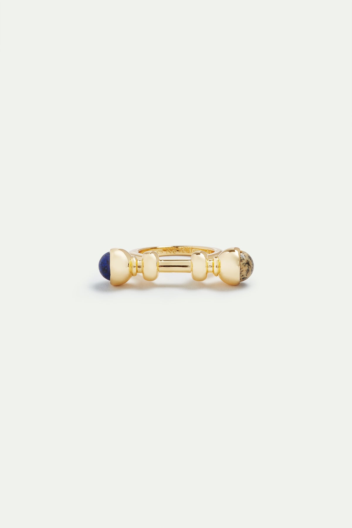 Golden Ring With Lapis Lazuli And Jasper Beads | AVSE6101