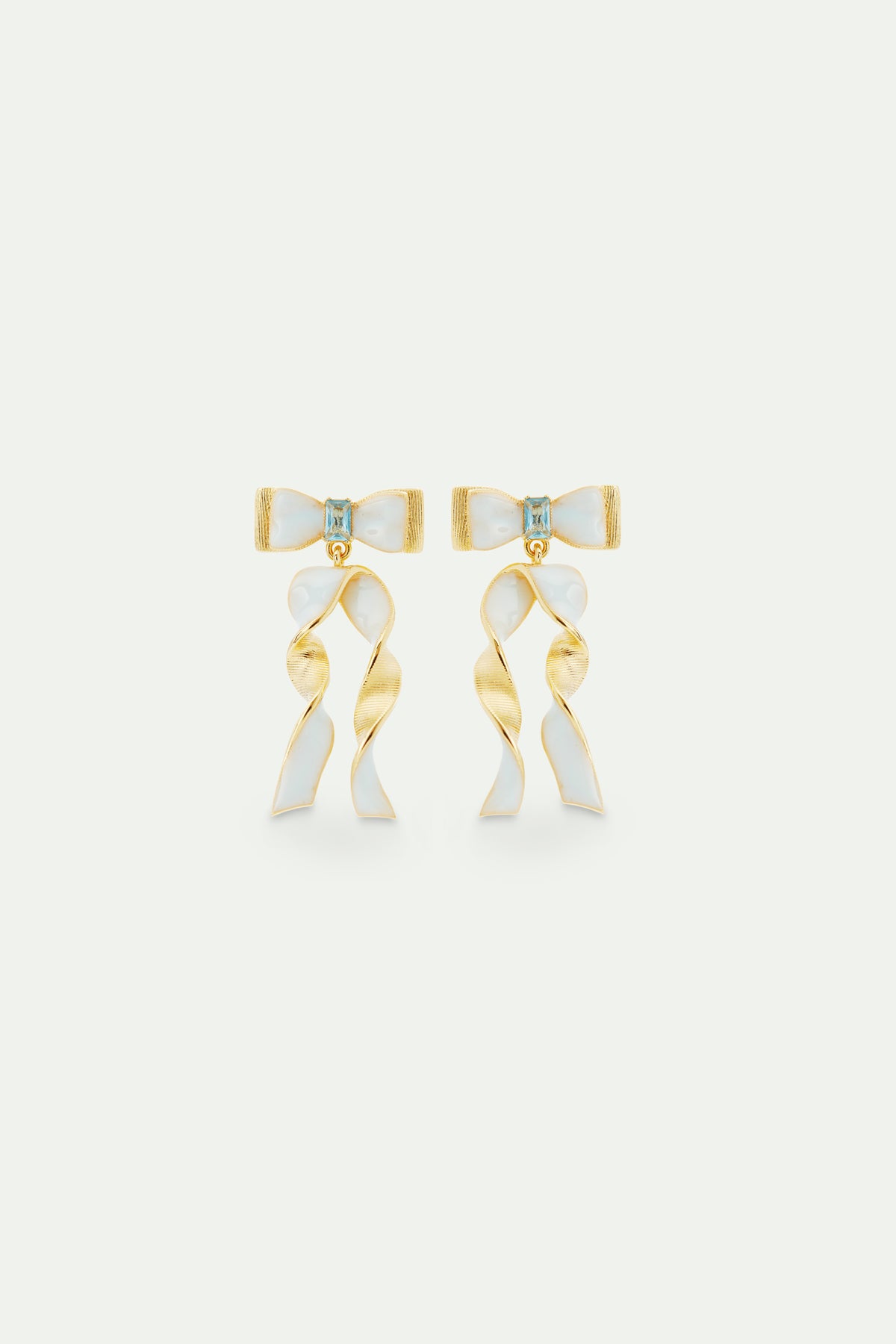 Blue And Gold Ribbon And Blue Cut Stone Earrings | avth1051