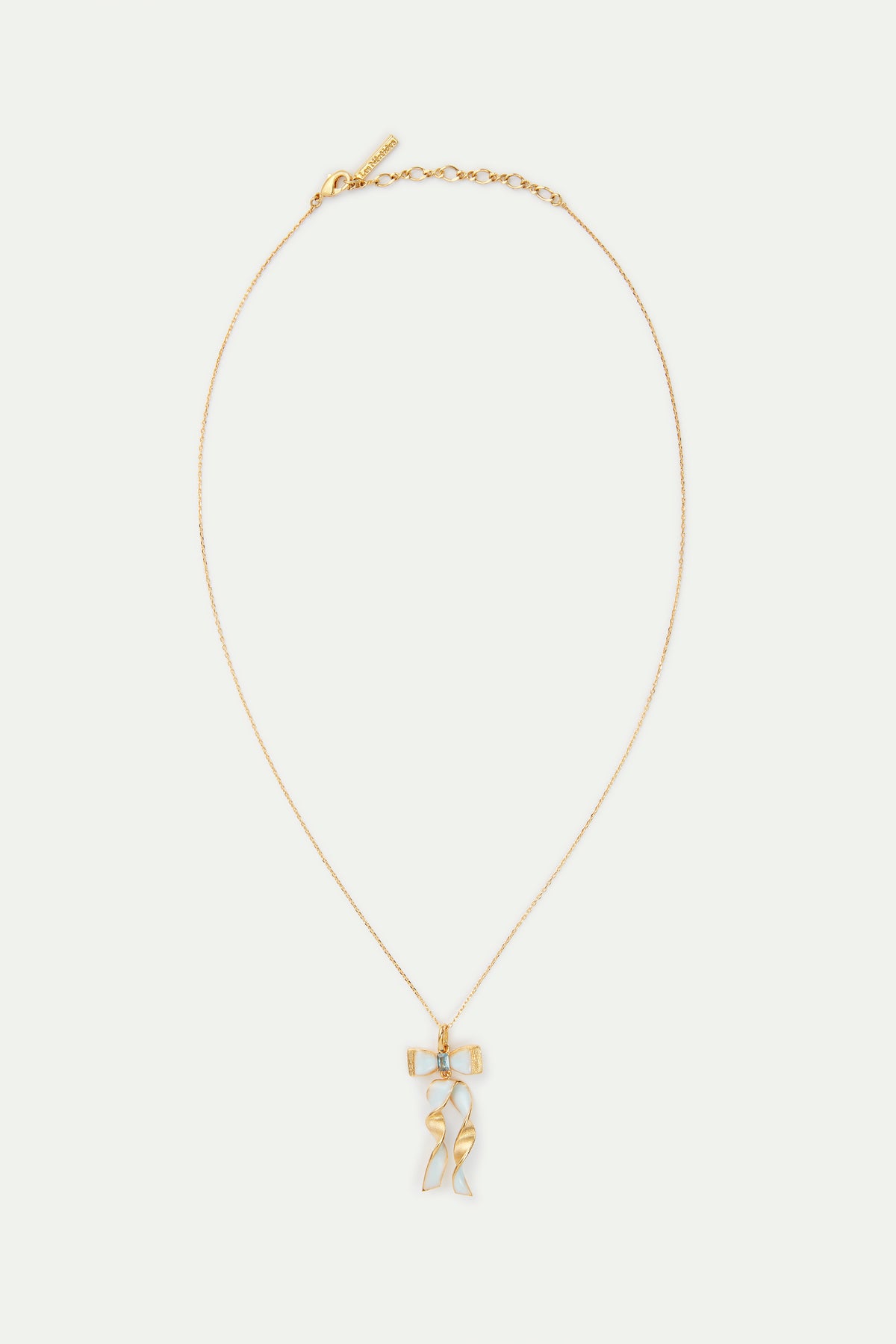 Blue And Gold Ribbon With Blue Cut Stone Necklace | avth3011