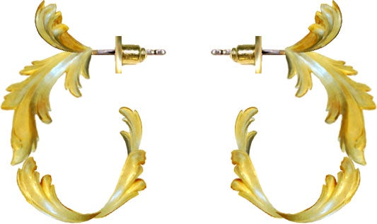 Gold-Plated Acanthus Leaf Hoop Earrings | AVVE1041