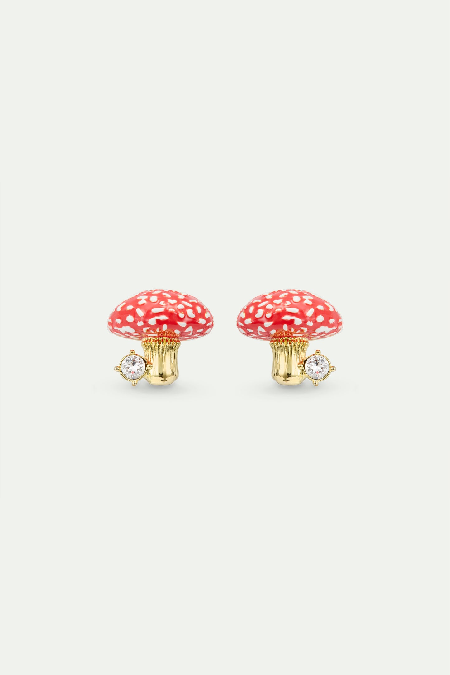 Gold And Red Mushroom Post Earrings