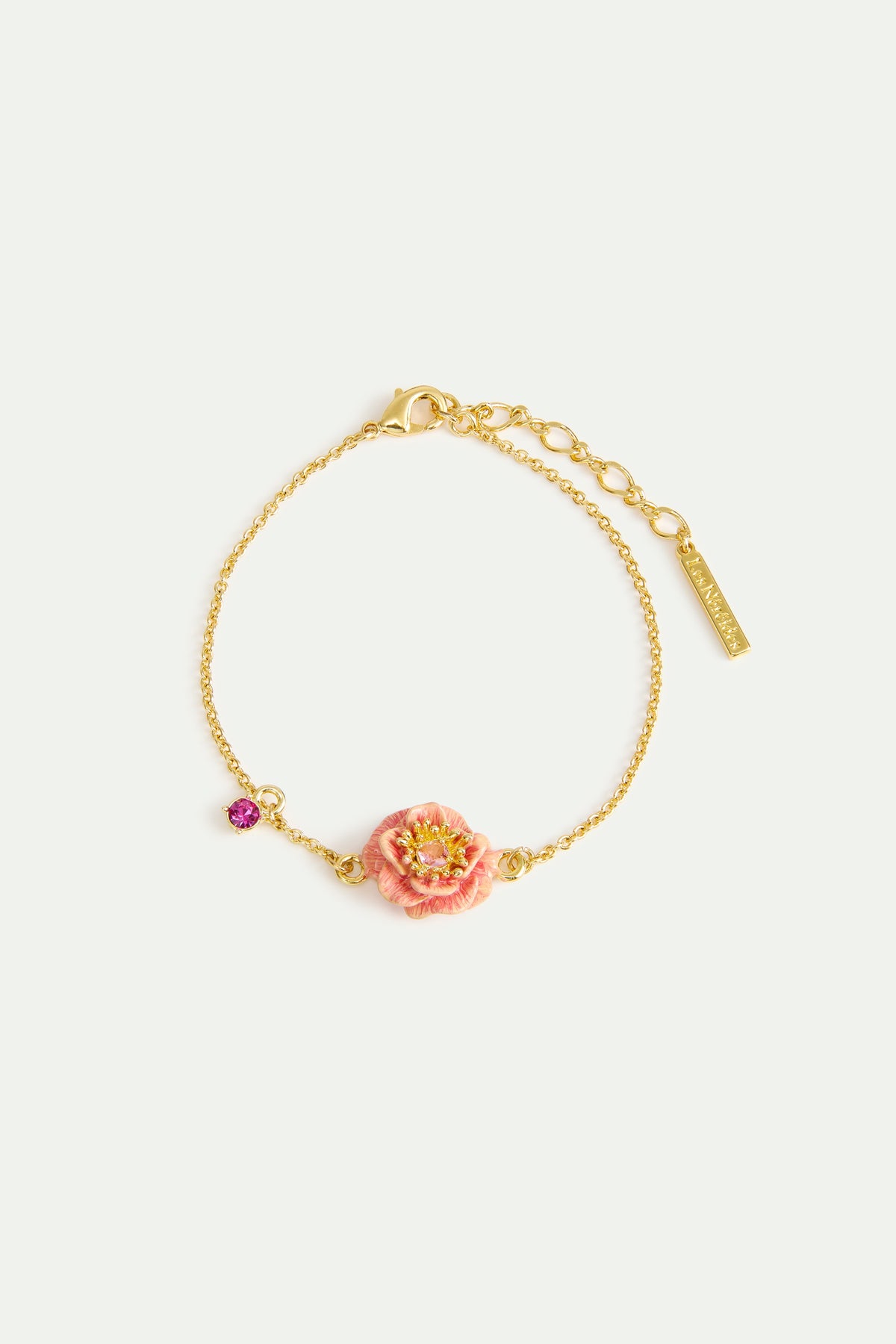 Fine Bracelet With Pink Anemone And Crystal | AWBB2021