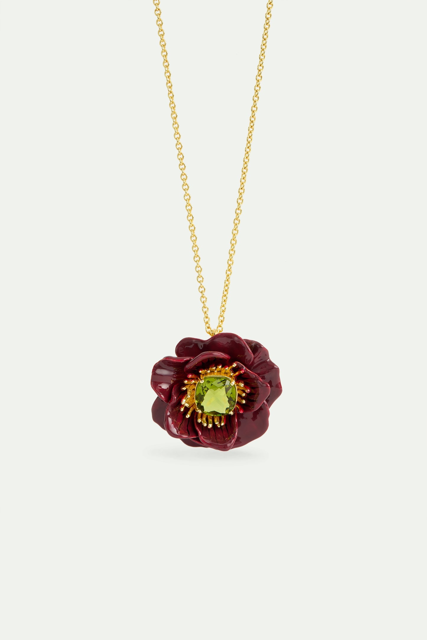 Burgundy Anemone Pendant Necklace