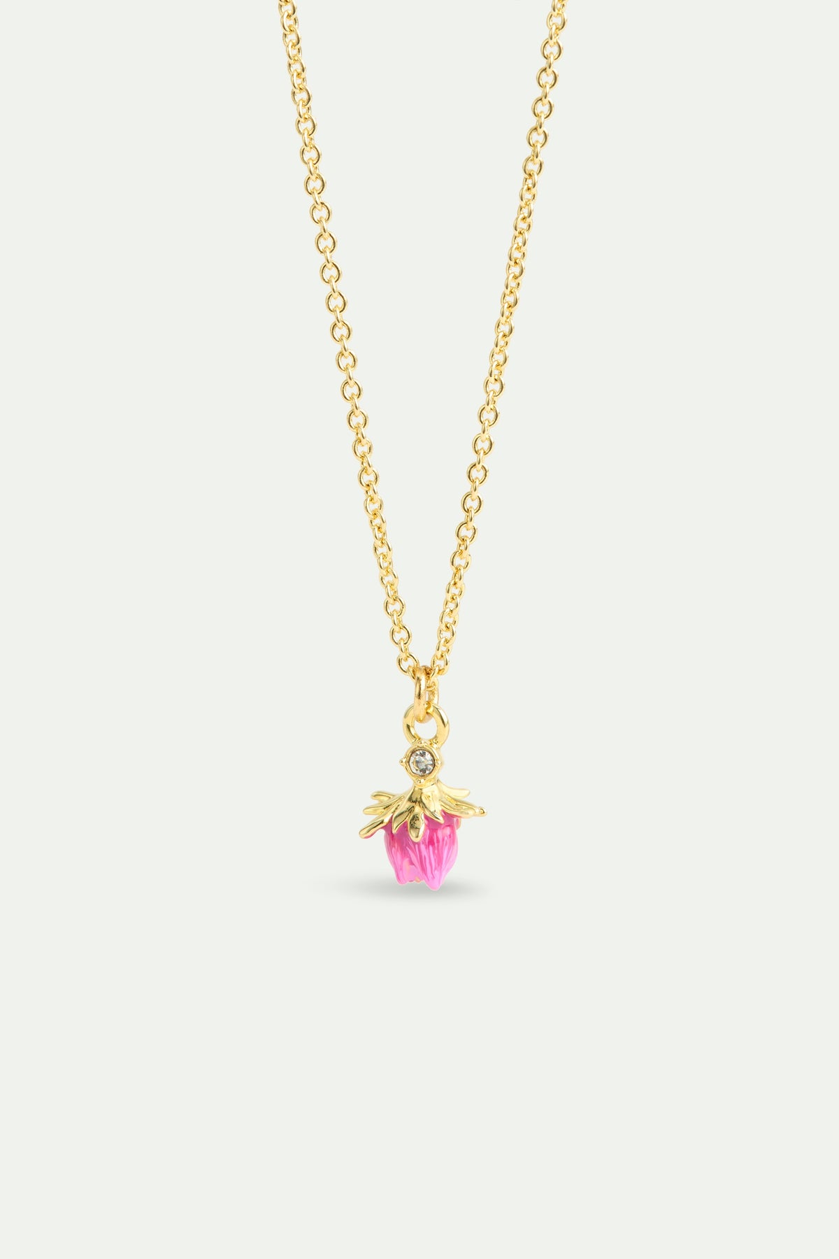 Rosebud And White Crystal Pendant Necklace | AWBB3071
