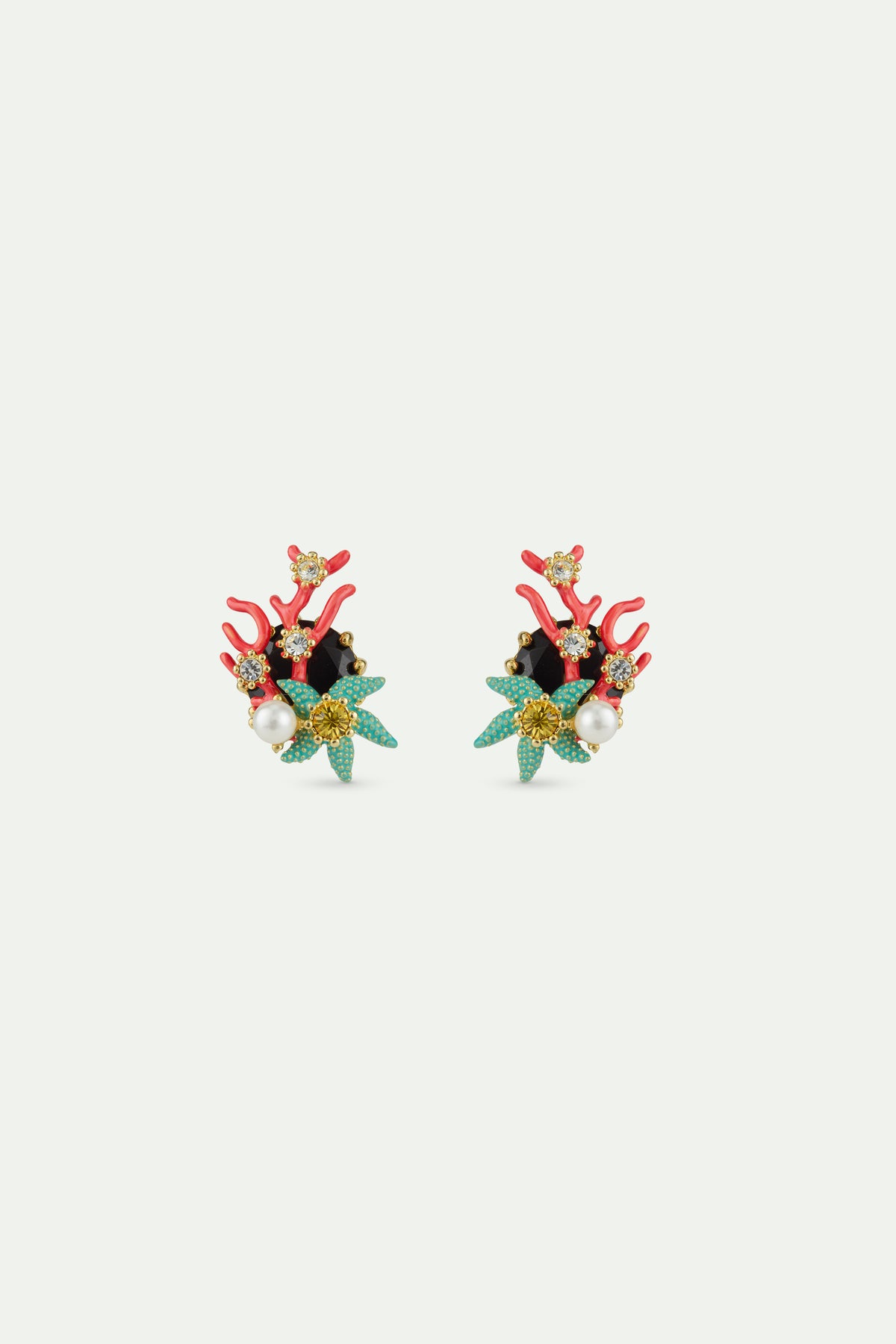 Sleeper Round Black Stone Earrings | AWCC1041