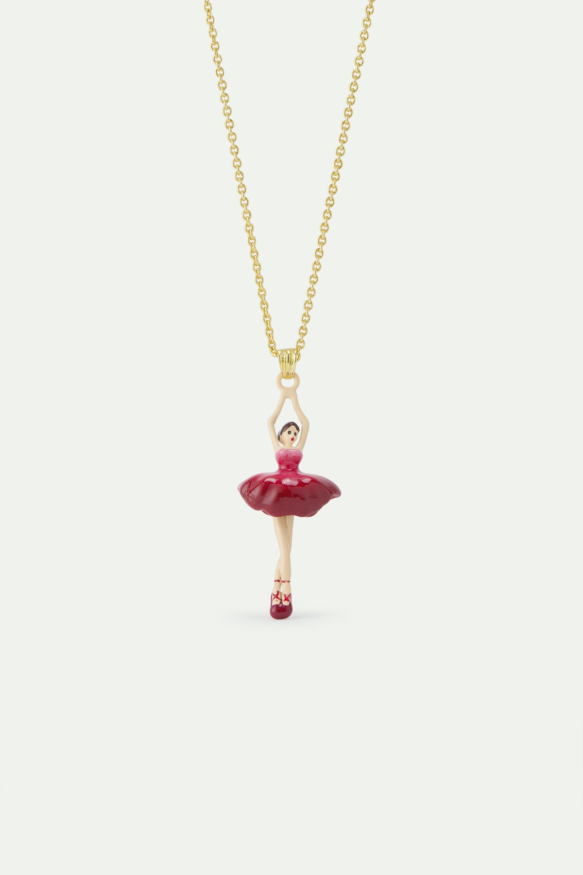 Ballerina With Pink Gradient Tutu Pendant Necklace | awdd3591
