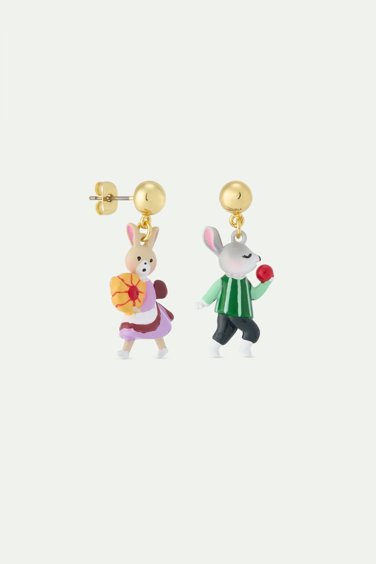 Asymmetrical Dangle Rabbit Hansel & Gretel. Earrings | AWHG1011