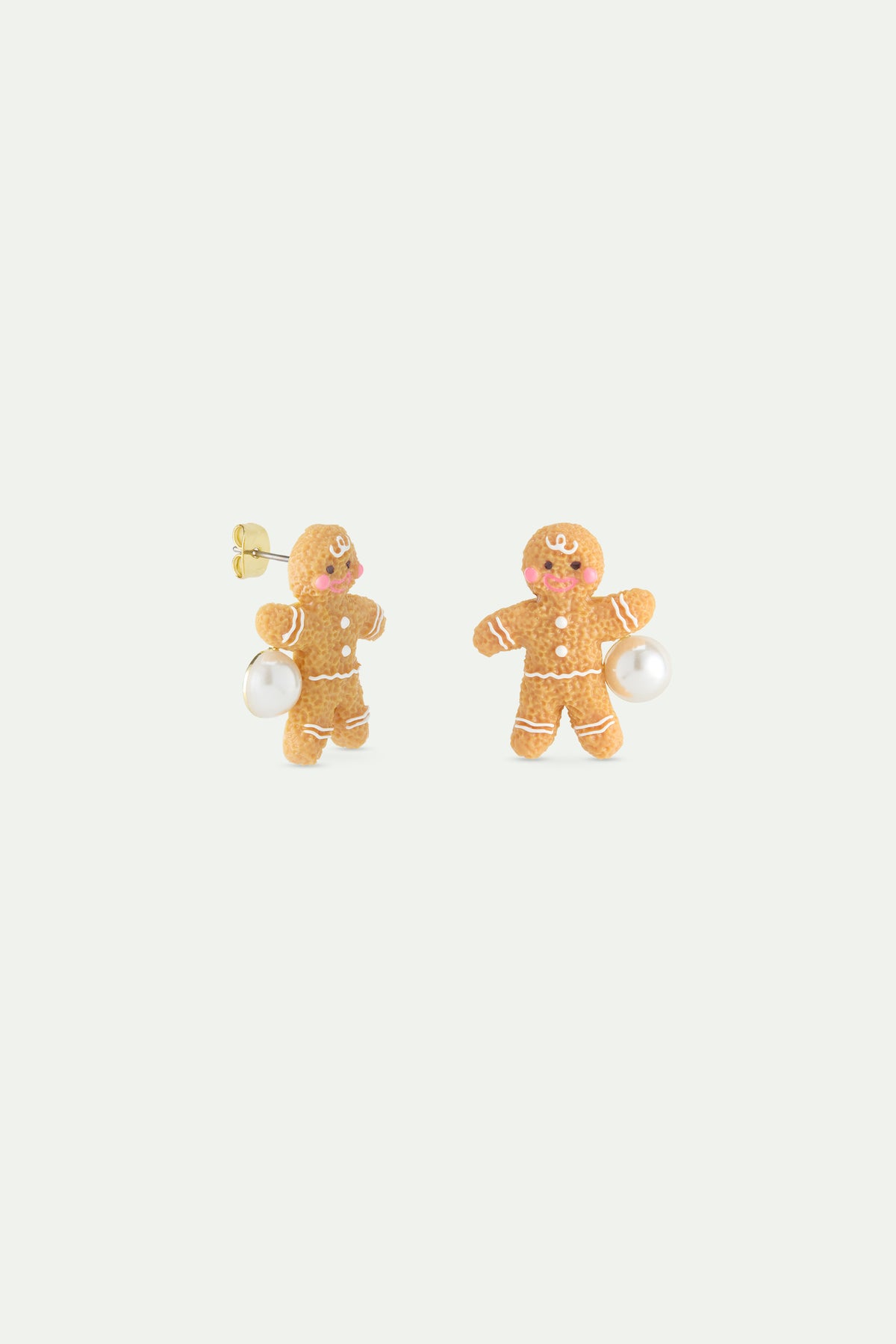 Gingerbread Man & Imitation Pearl Earrings | AWHG1151