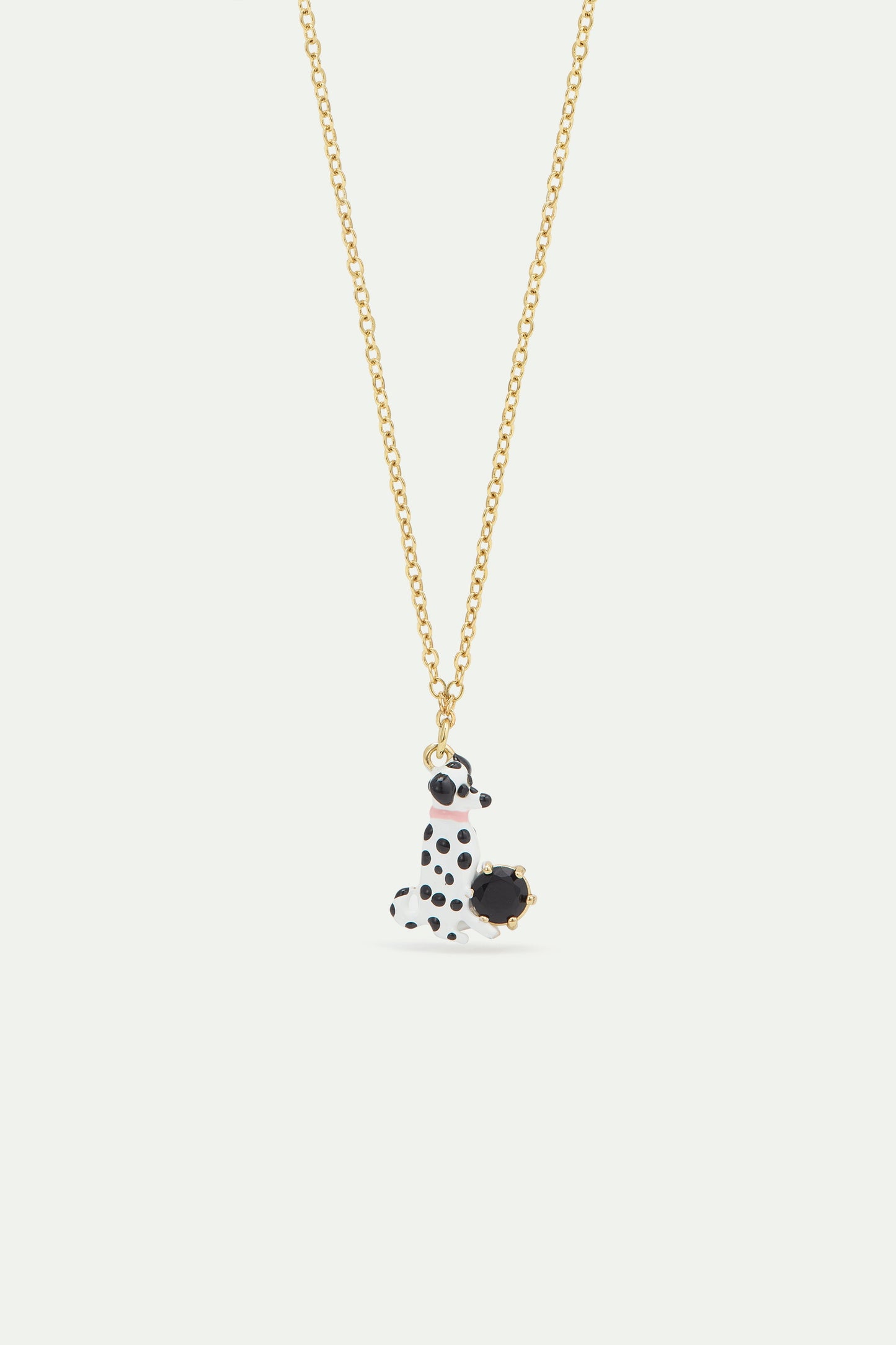 Dalmatian Black Crystal Pendant Necklace