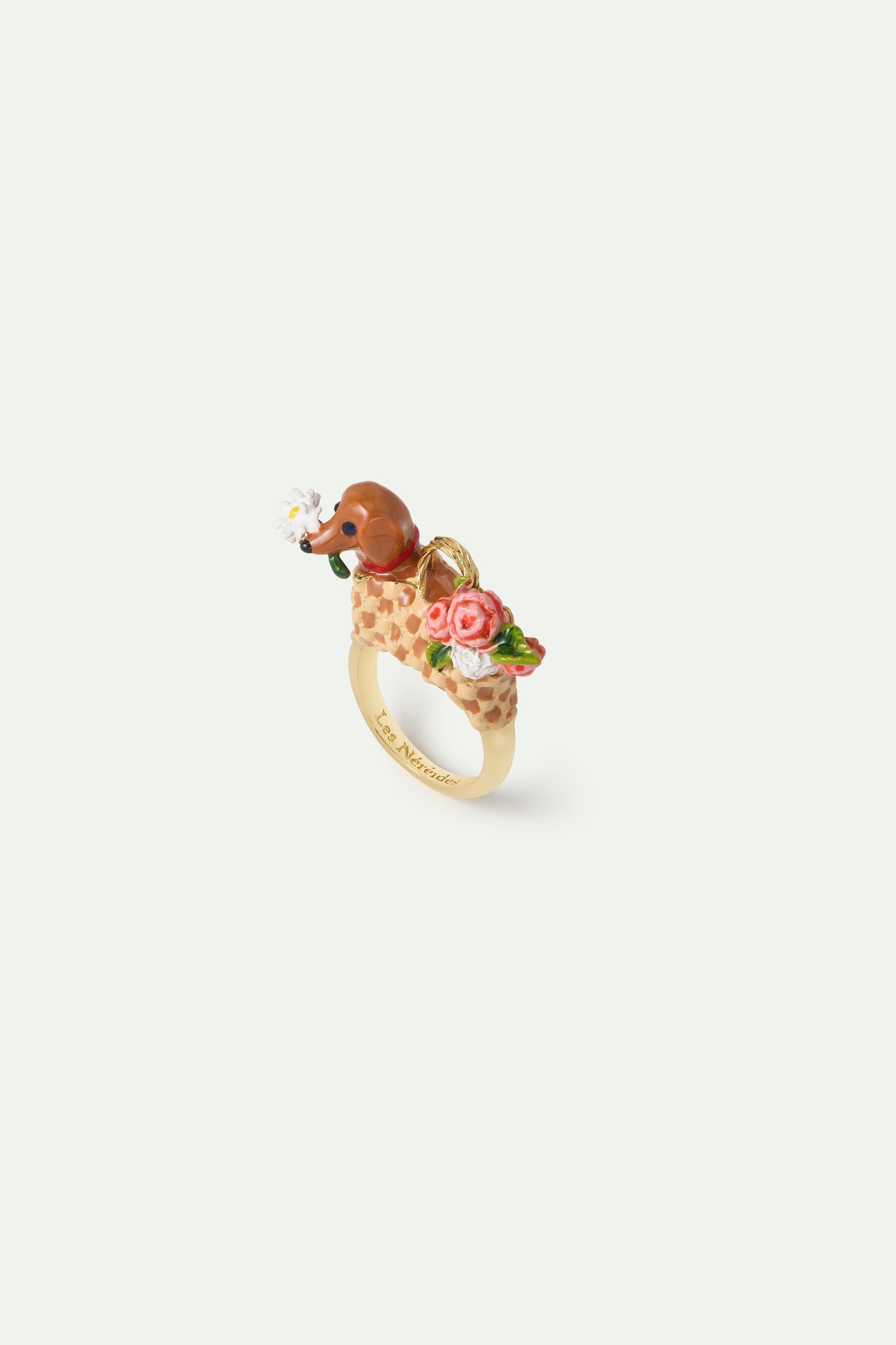Dachshund & Flowers Cocktail Ring