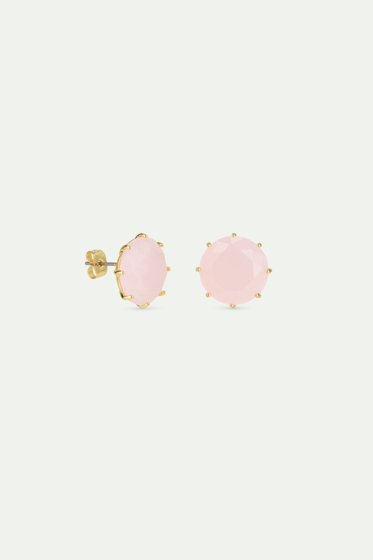 Light Pink Diamantine Round Stone Earrings | AWLD1401