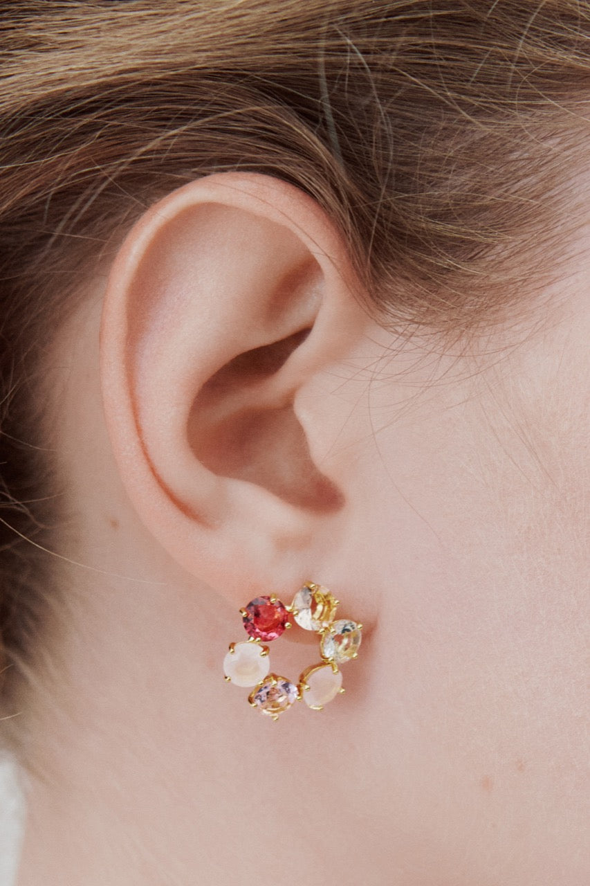 Gradient Pink Diamantine Six Stone Earrings | AWLD1421