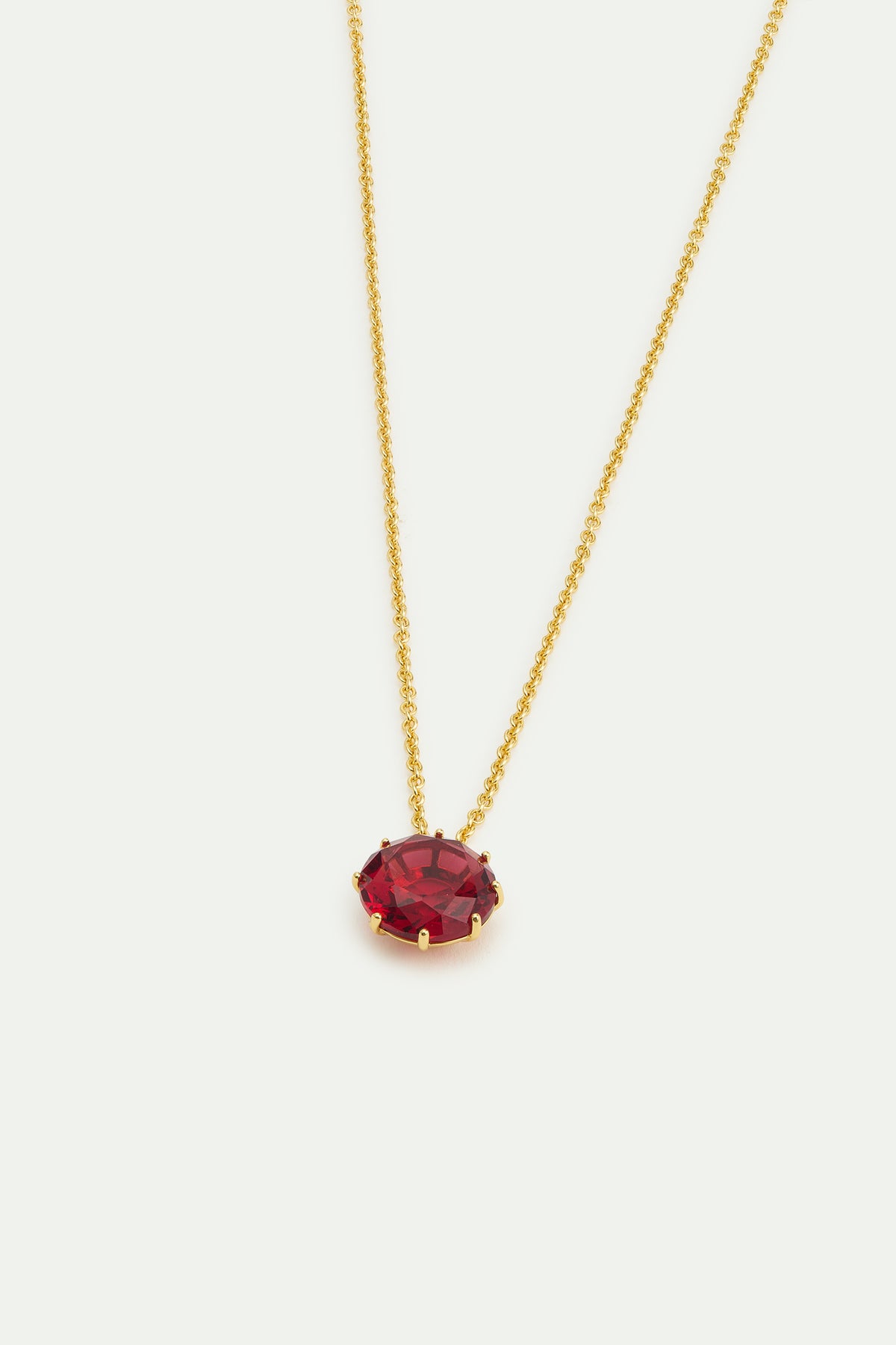Fine Dark Pink Round Stone Necklace | AWLD3331