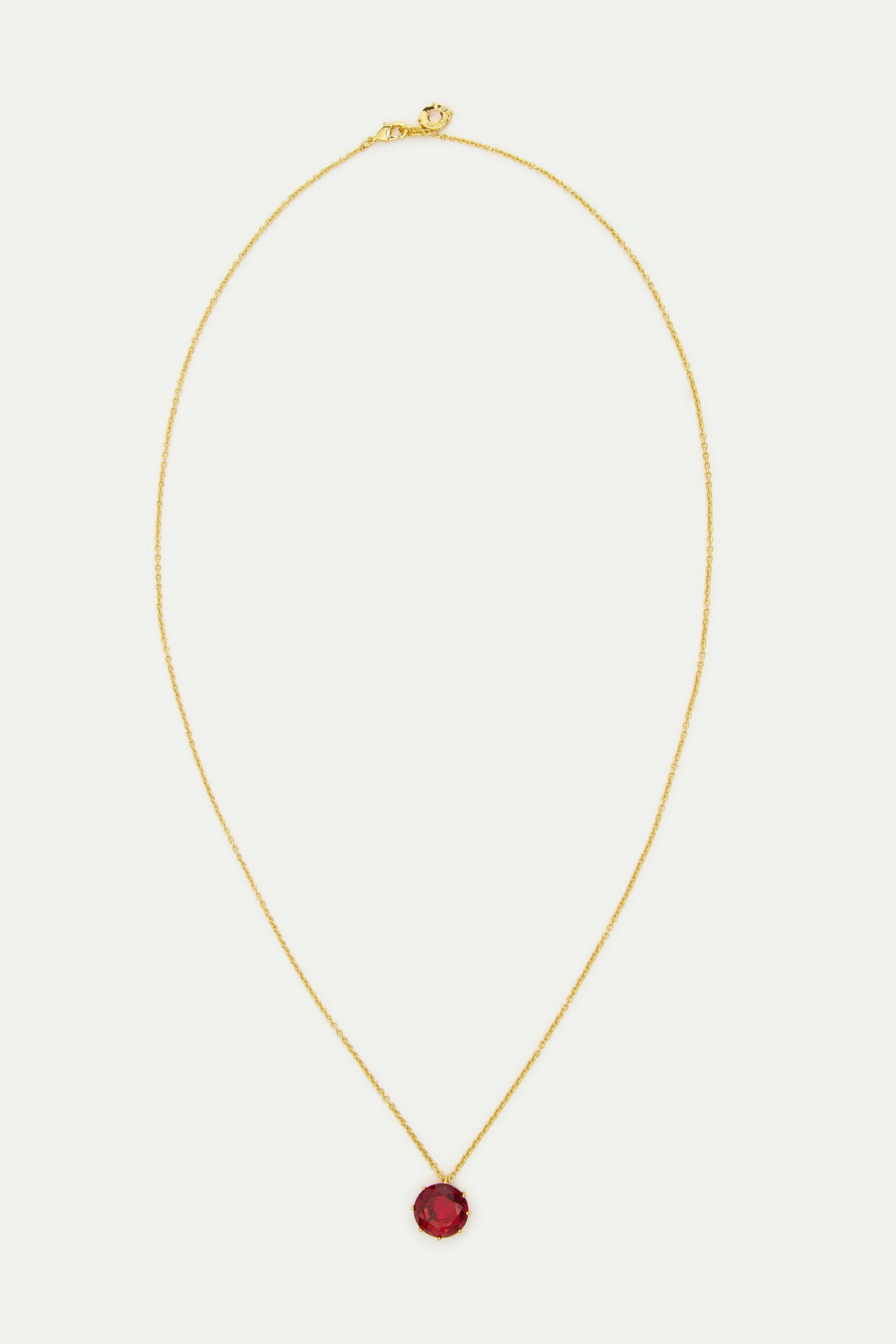 Fine Dark Pink Round Stone Necklace | AWLD3331