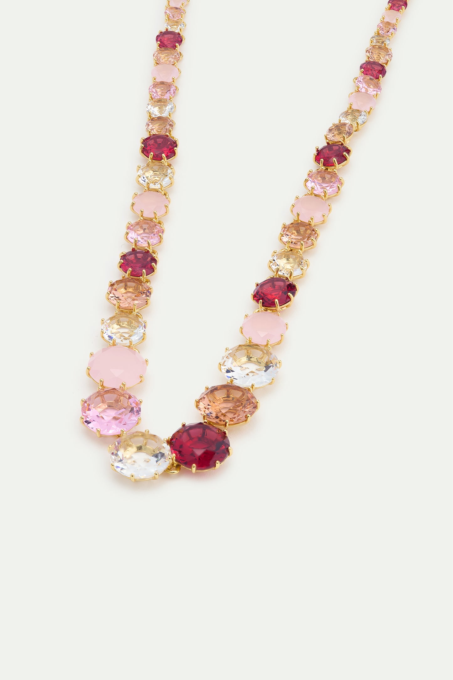 La Diamantine Long Round Stones In Shades Of Pink Necklace | AWLD3511