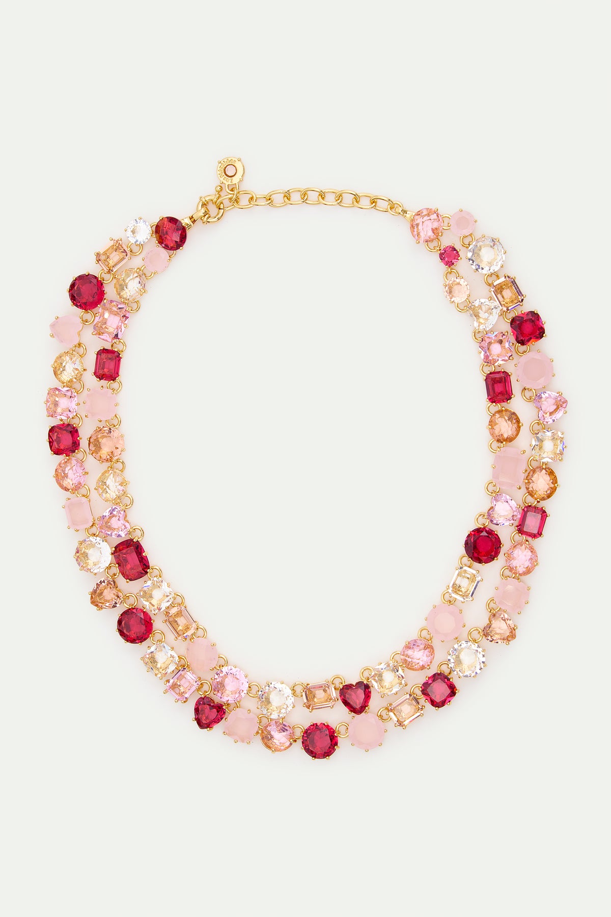 Gradient Pink Diamantine Statement Double Row Necklace | AWLD3551