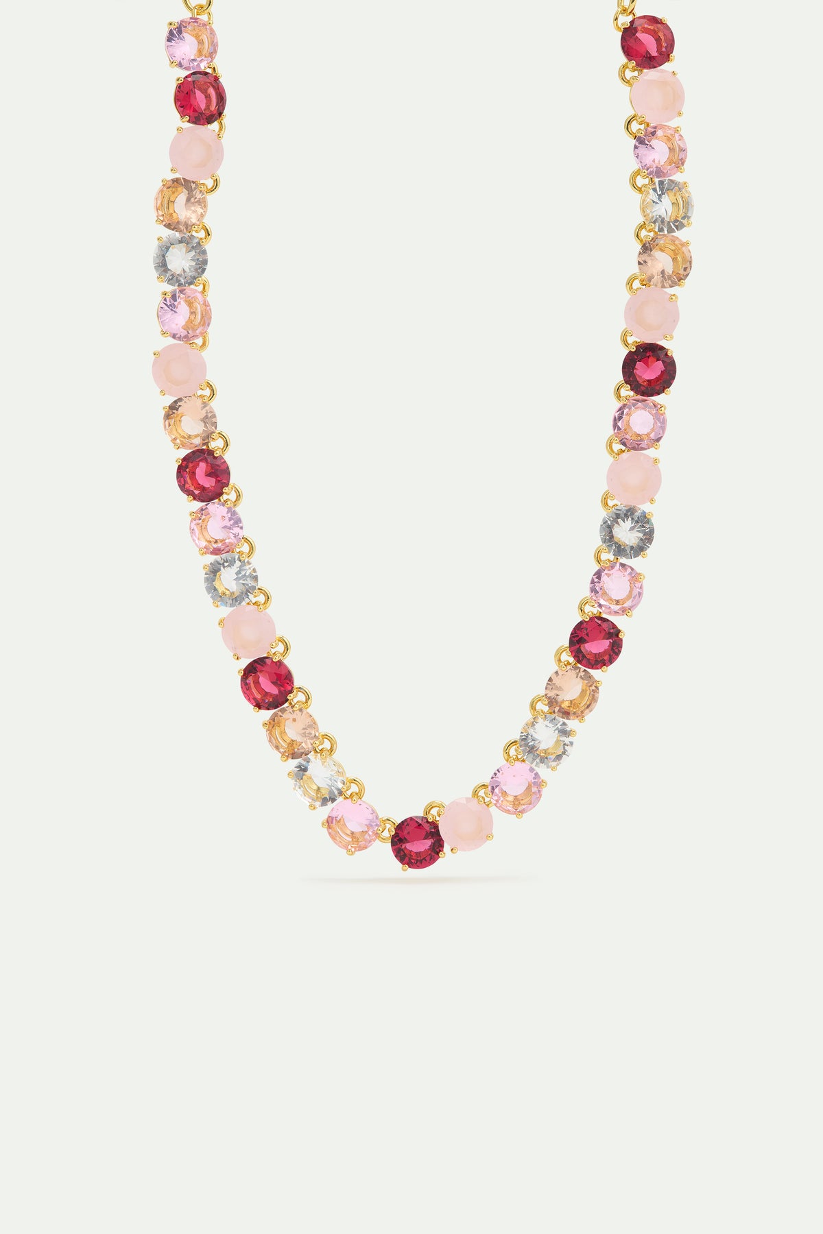 Gradient Pink Diamantine Choker Round Stones Necklace | AWLD3561