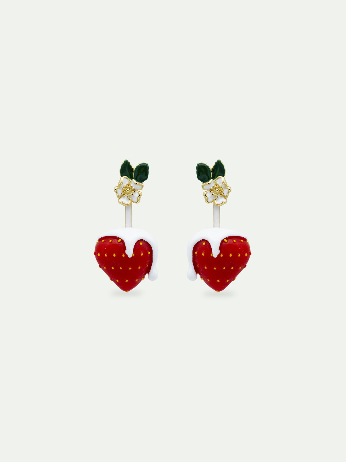 Strawberry & Cream White Flower Earrings | AWMC1111