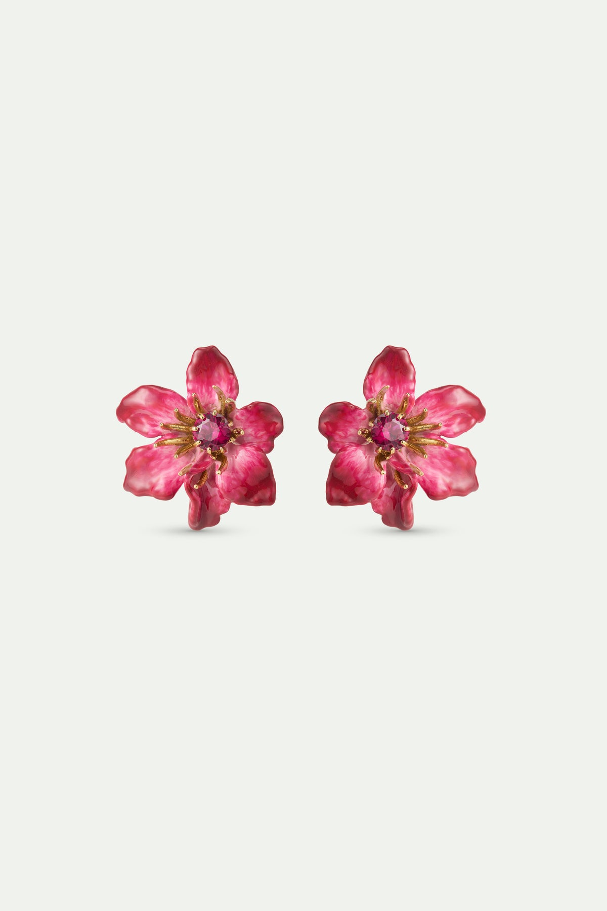 Large Pink Clematis Flower Earrings | AWMM1021