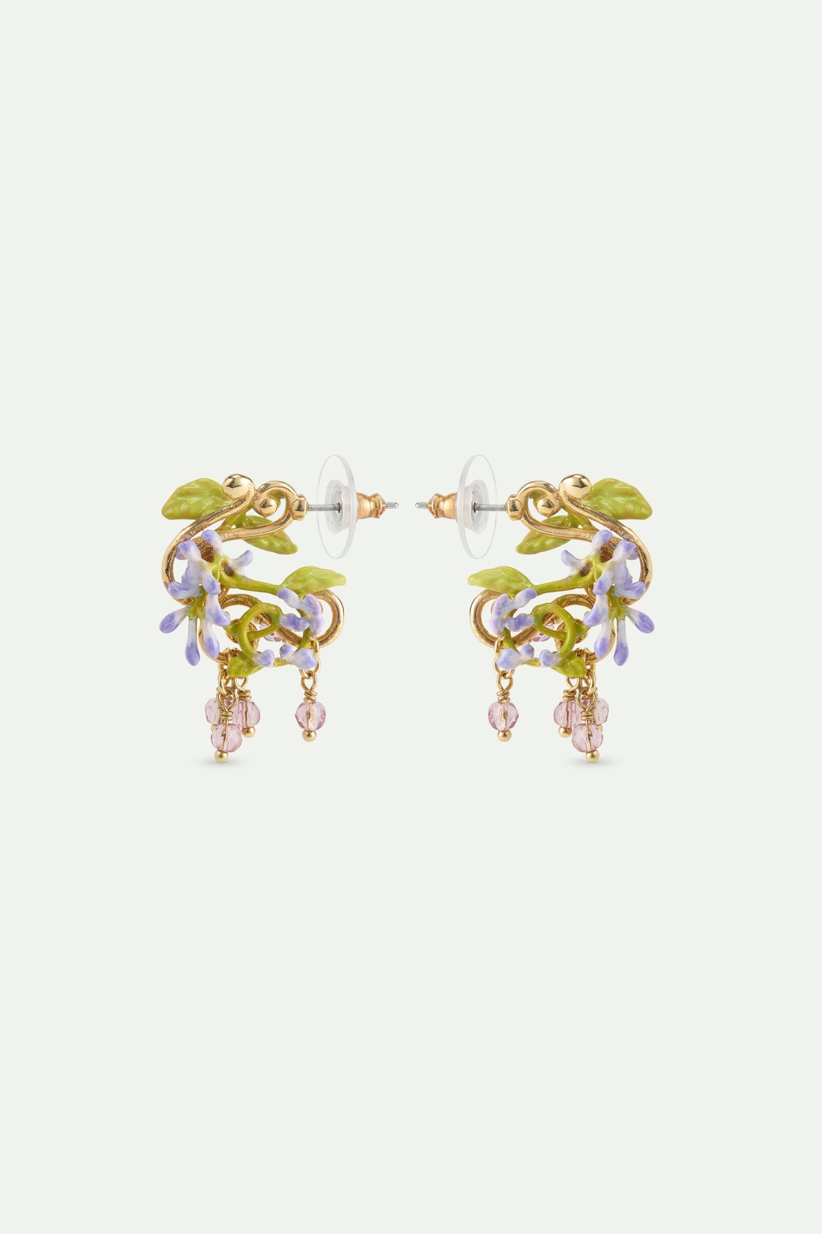 Purple Wisteria Post On Golden Arabesque Earrings | AWMM1031