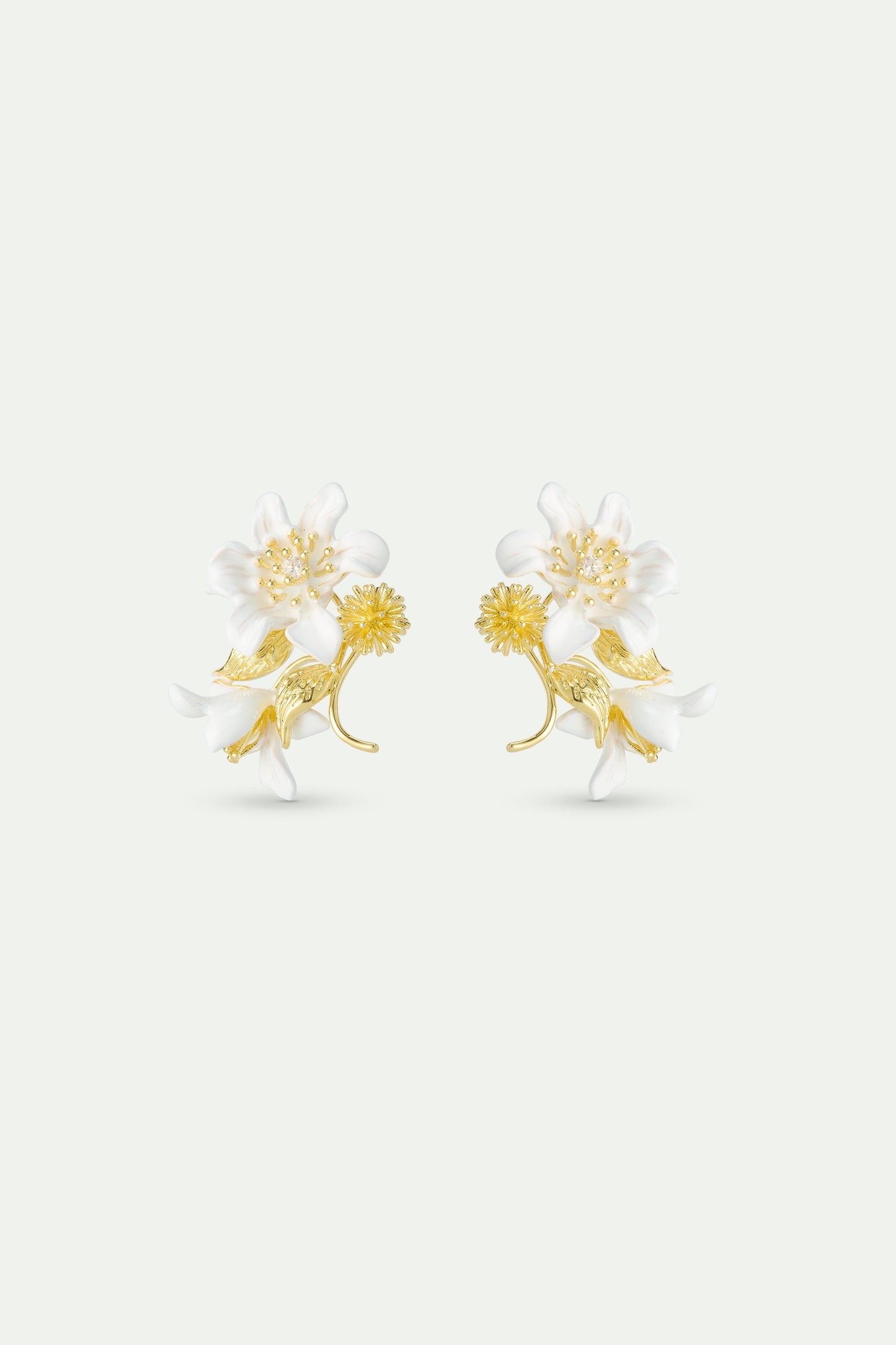 Large White Clematis Earrings