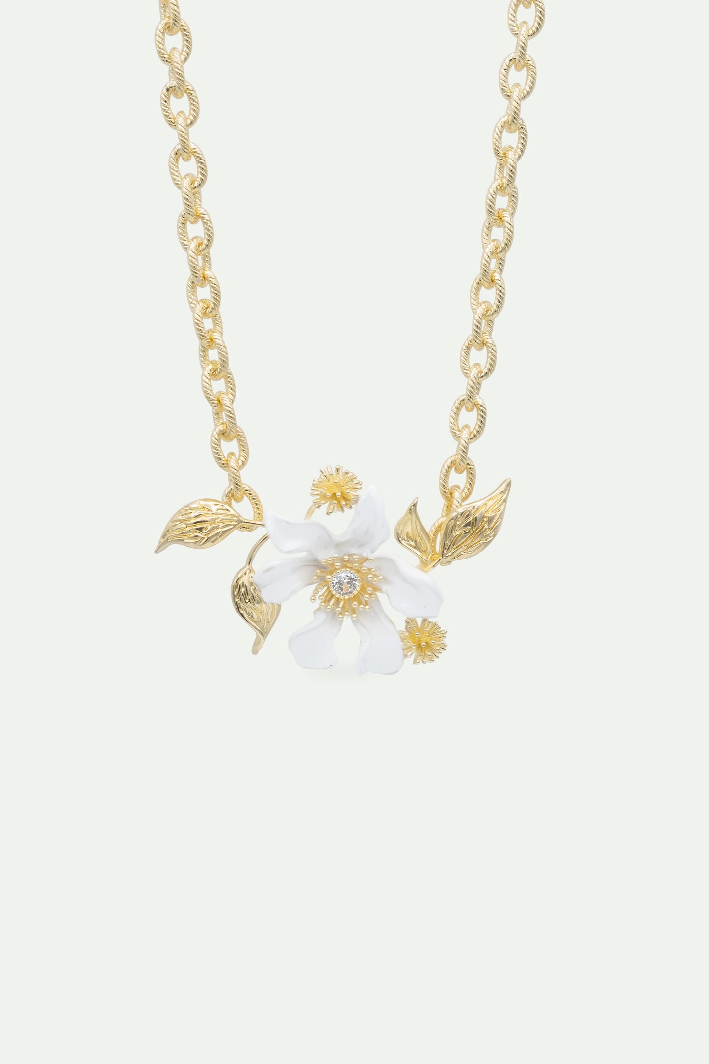 Large White Clematis Flower Necklace | AWNF3011