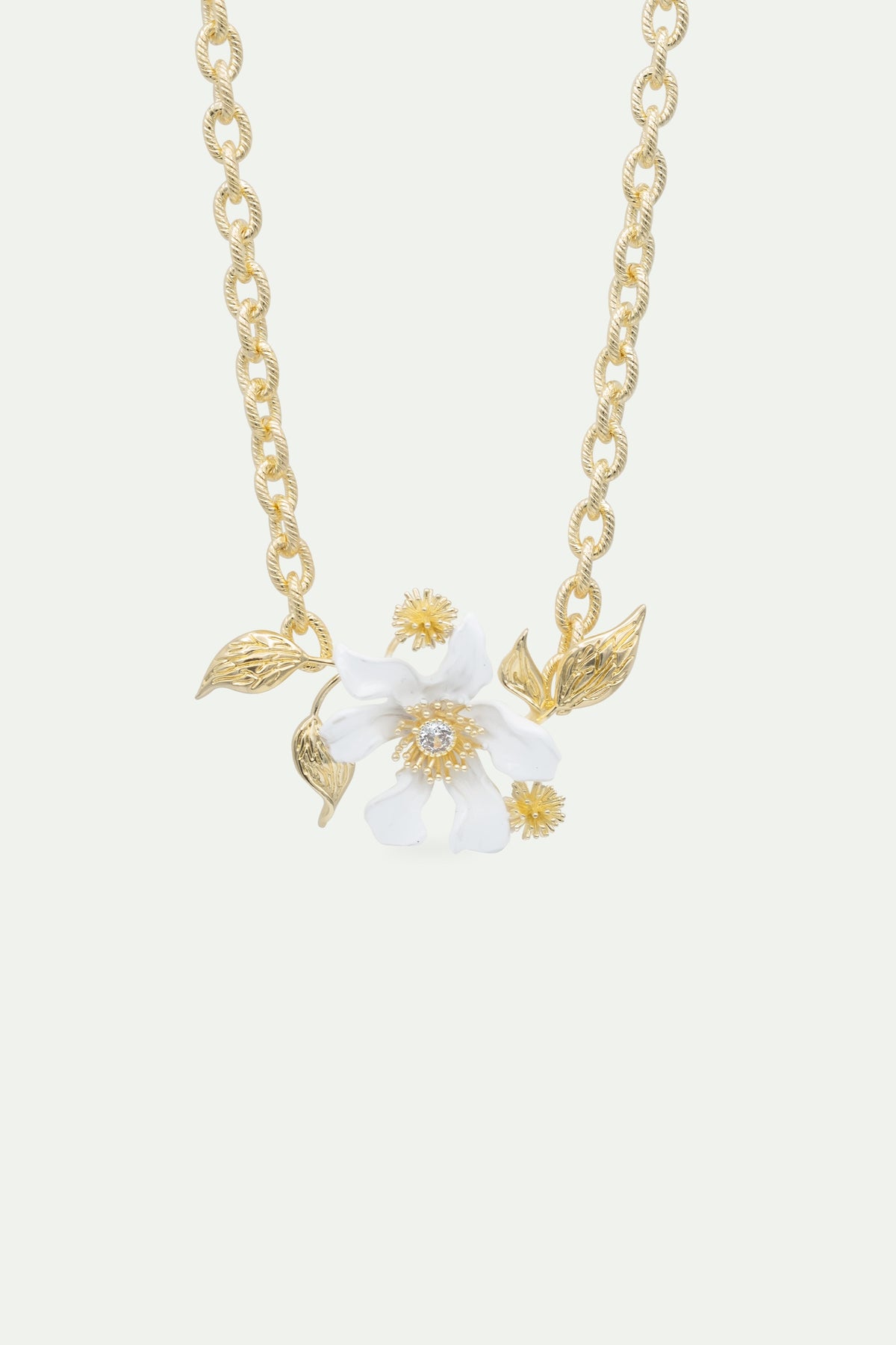 Large White Clematis Flower Necklace | AWNF3011