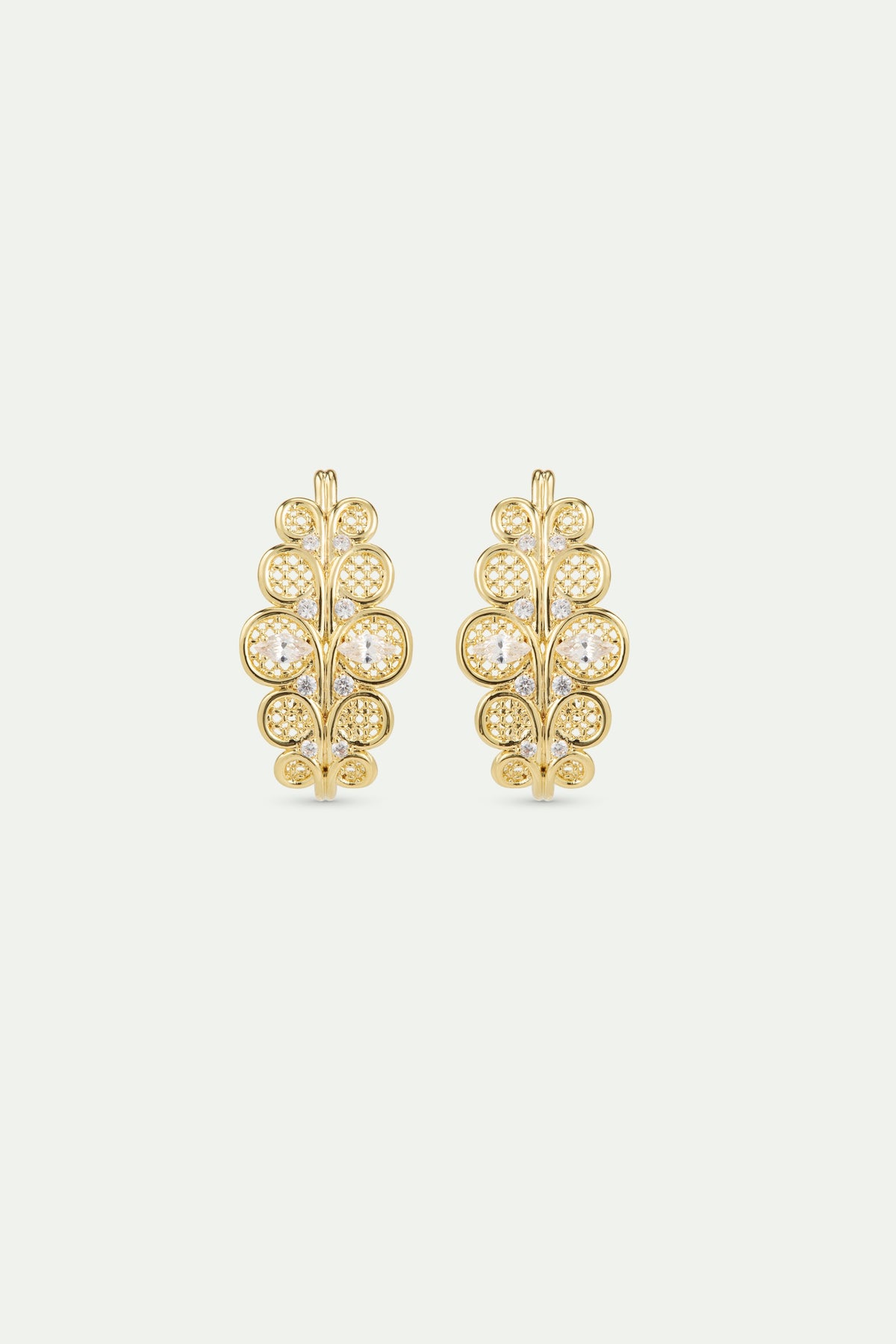 Golden Filigree Hoop Crystals Earrings | AWOP1011