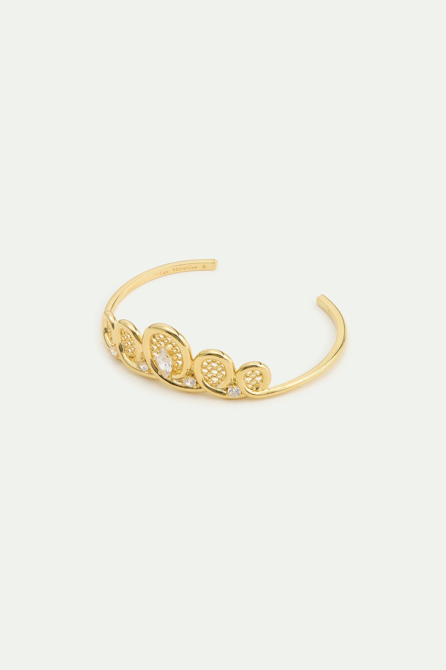 Golden Filigree Crown Cuff Crystals Bracelet