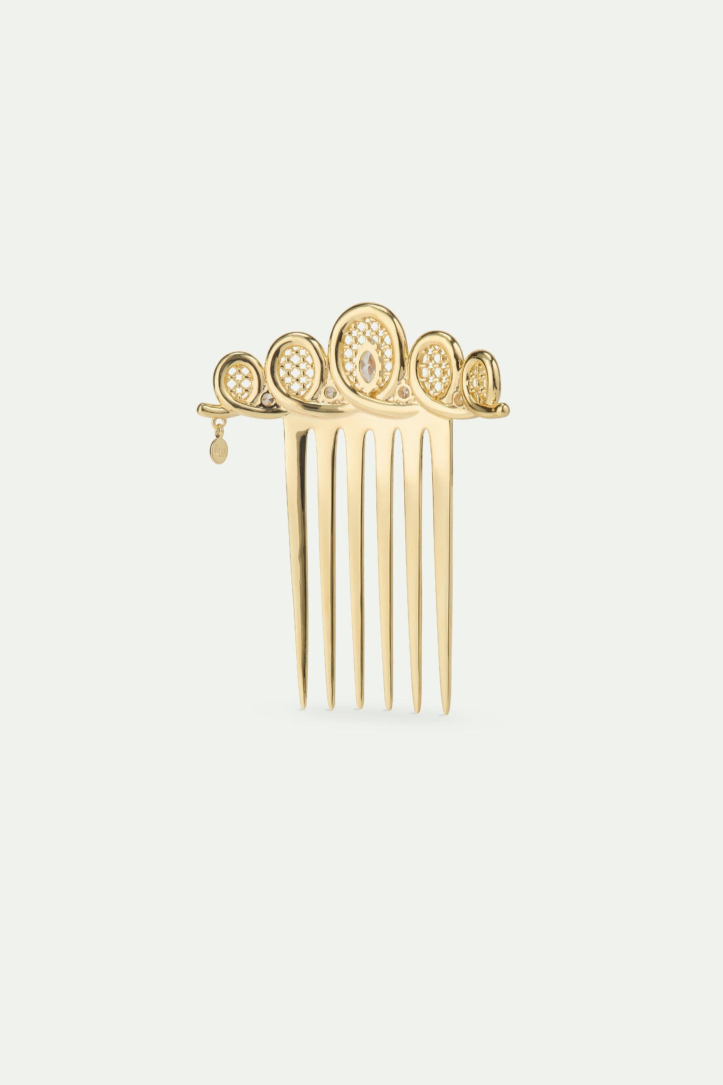 Golden Filigree Crown Hair Comb Crystals | AWOP4011