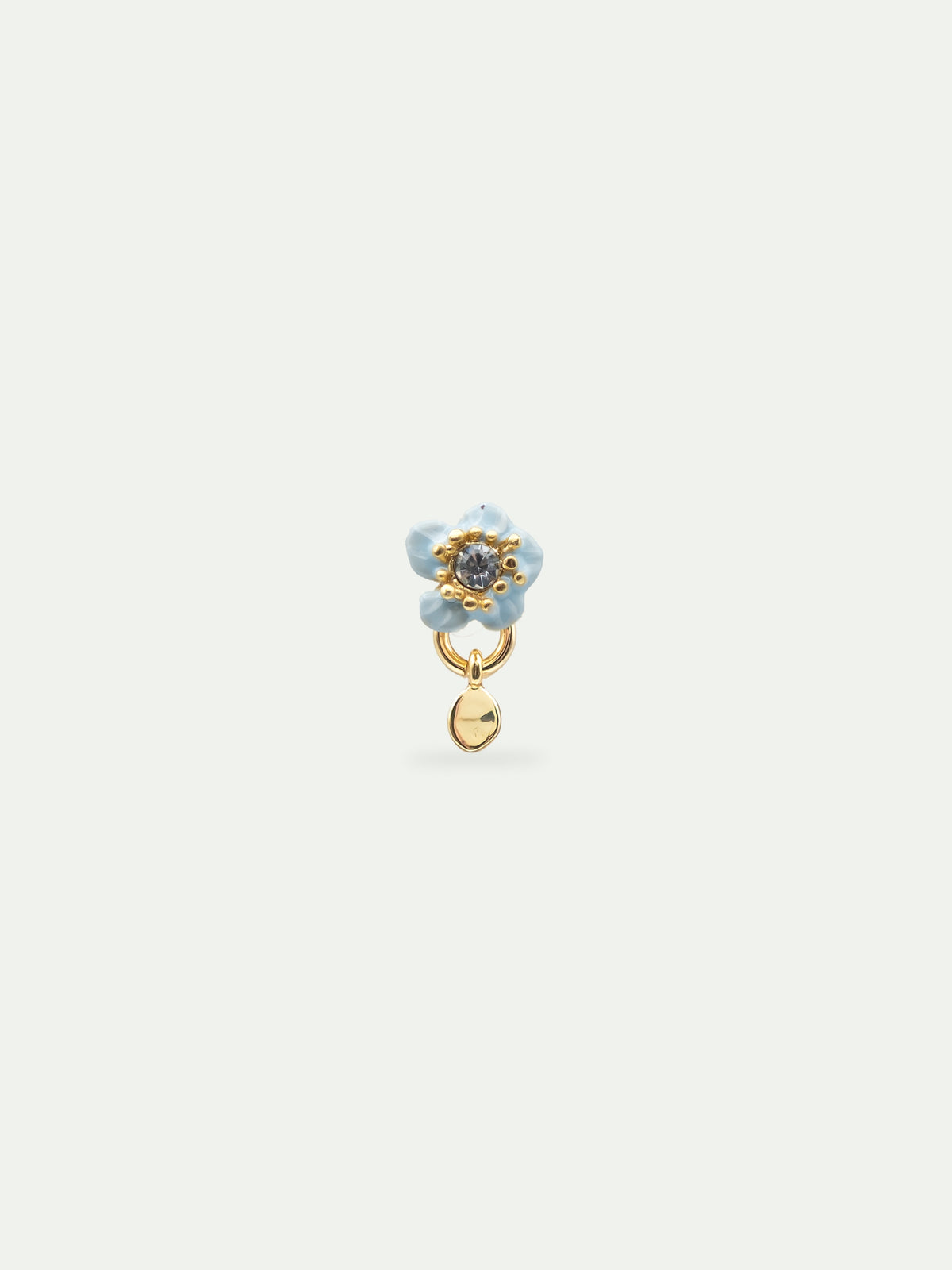 Single Earring A Blue Flower & A Stone | AWSO1011