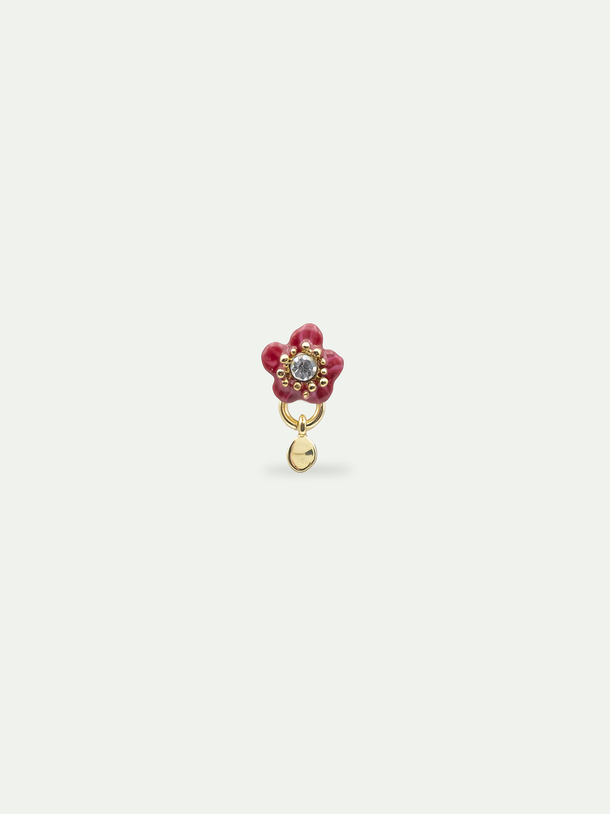 Single Earring A Purple Flower & A Stone | AWSO1012