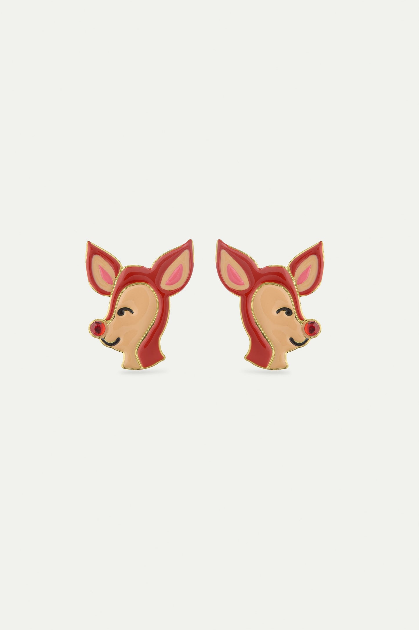 Doe And Red Rhinestone Earrings