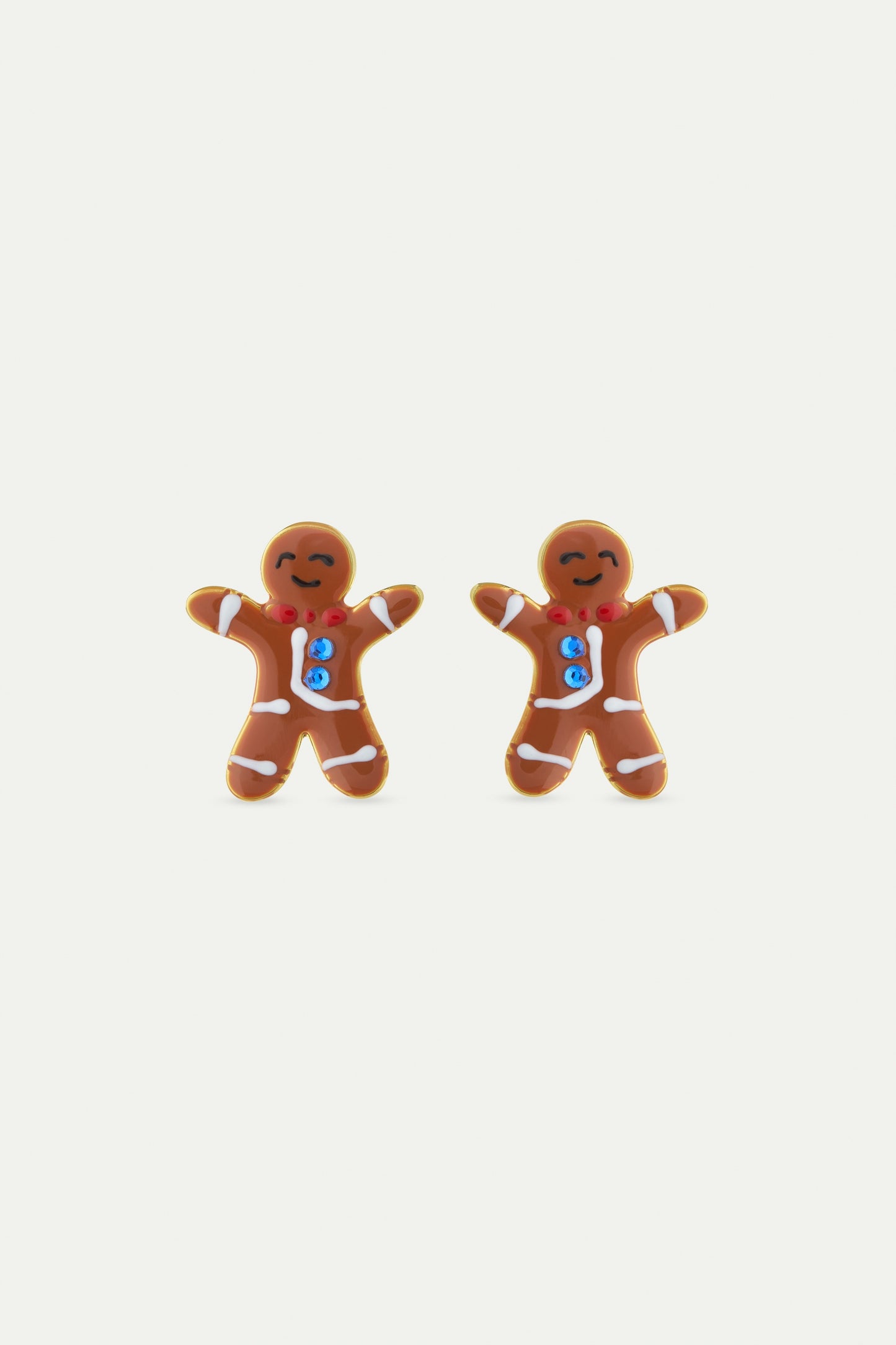 Gingerbread Man And Blue Rhinestone Earrings | AWWI1061
