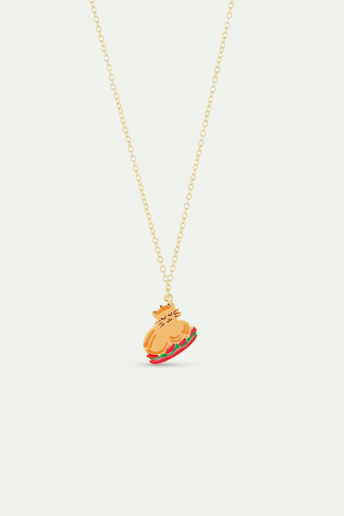Christmas Dinner And Gold Crown Pendant Necklace | AWWI3051