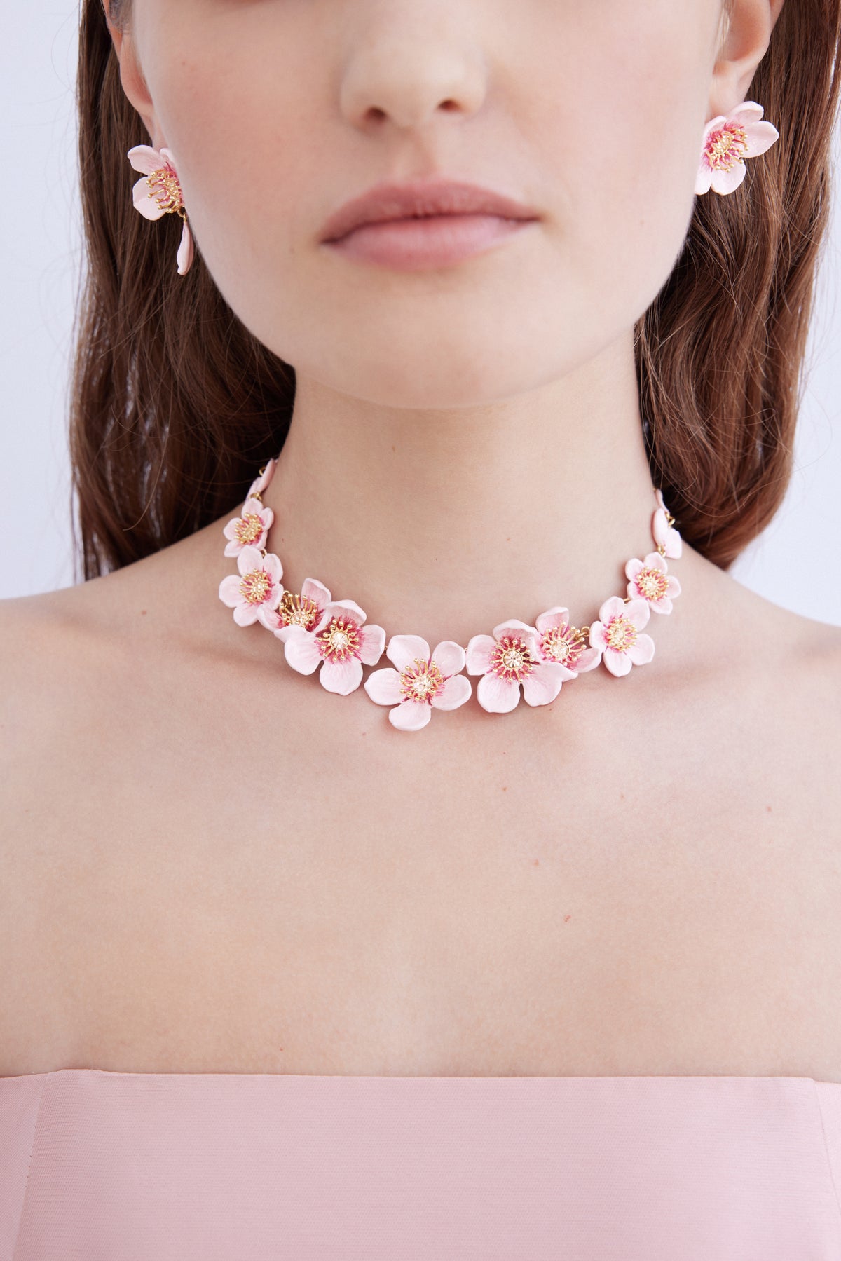 Asymmetrical Pink Cherry Blossom Earrings | AXHA1102