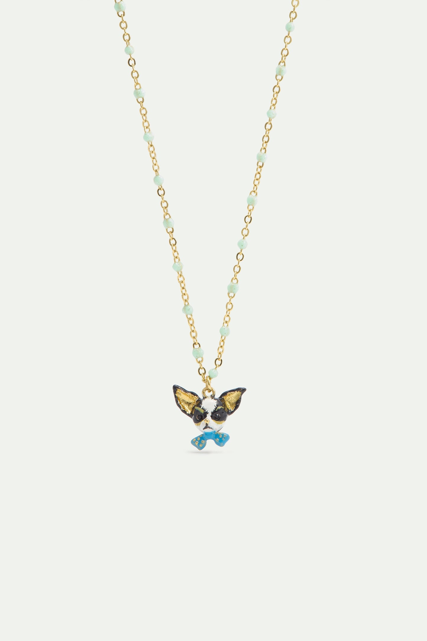 Chihuahua And Blue Bow Tie Pendant Necklace | AXLA3041
