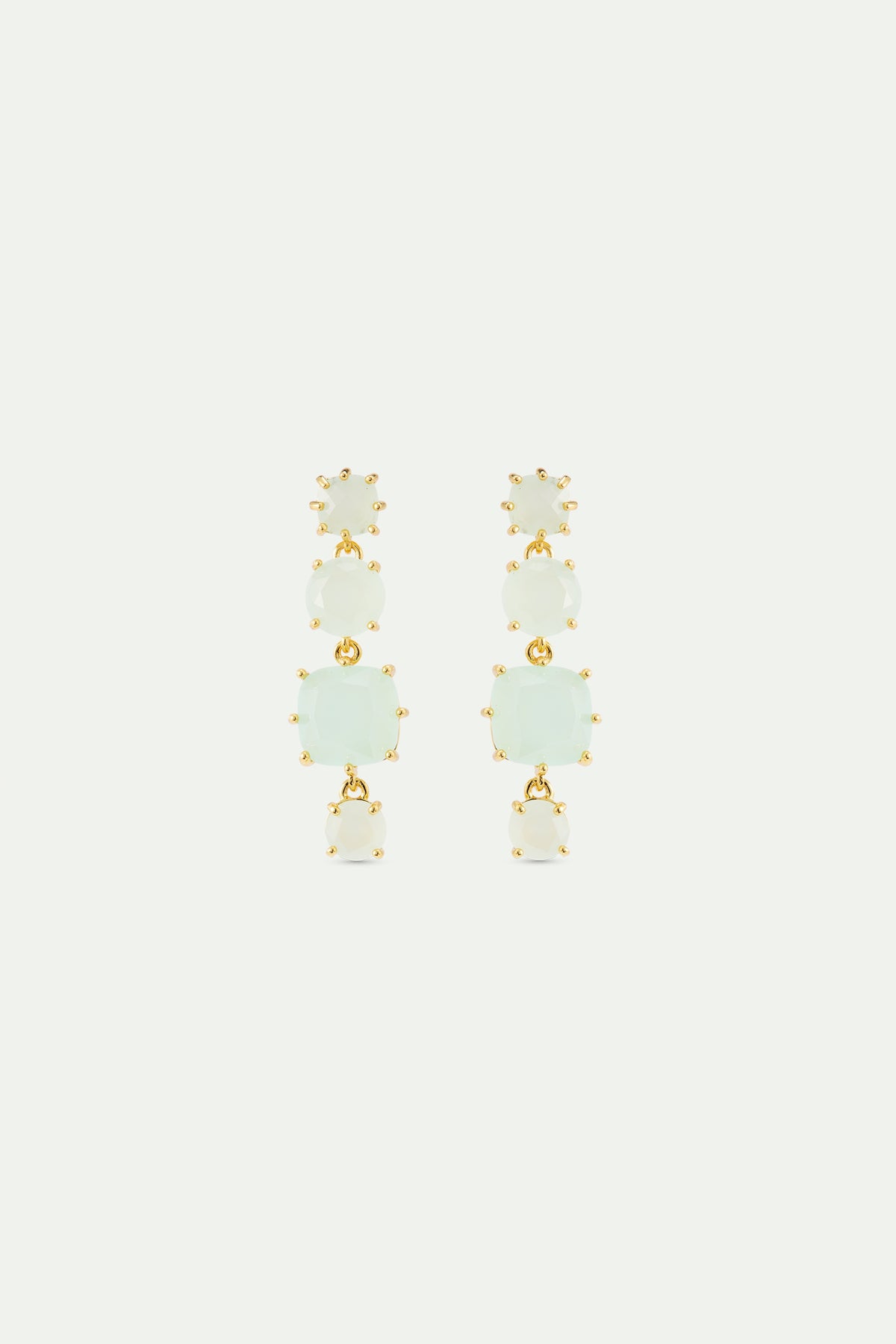 Diamantine Earrings With 4 Sea Green Stones | AXLD1202