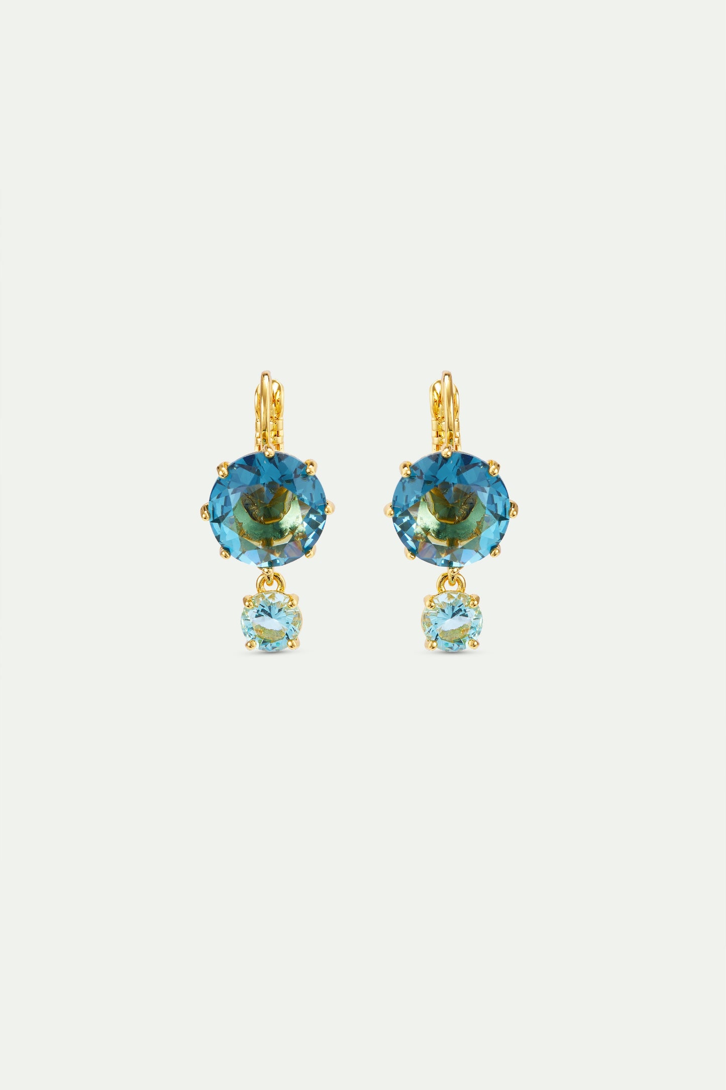 Diamantine Sleeper Earrings With Round Acqua Azzura Stones | AXLD1263