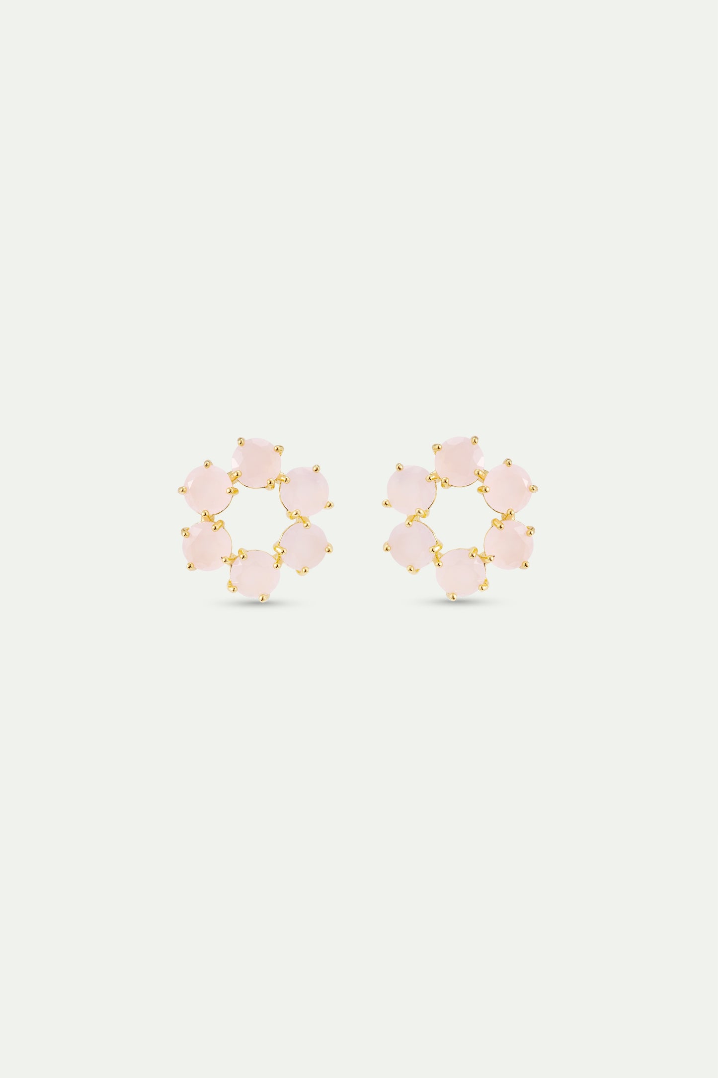 Diamantine Hoop Earrings With 6 Light Pink Stones | AXLD1421