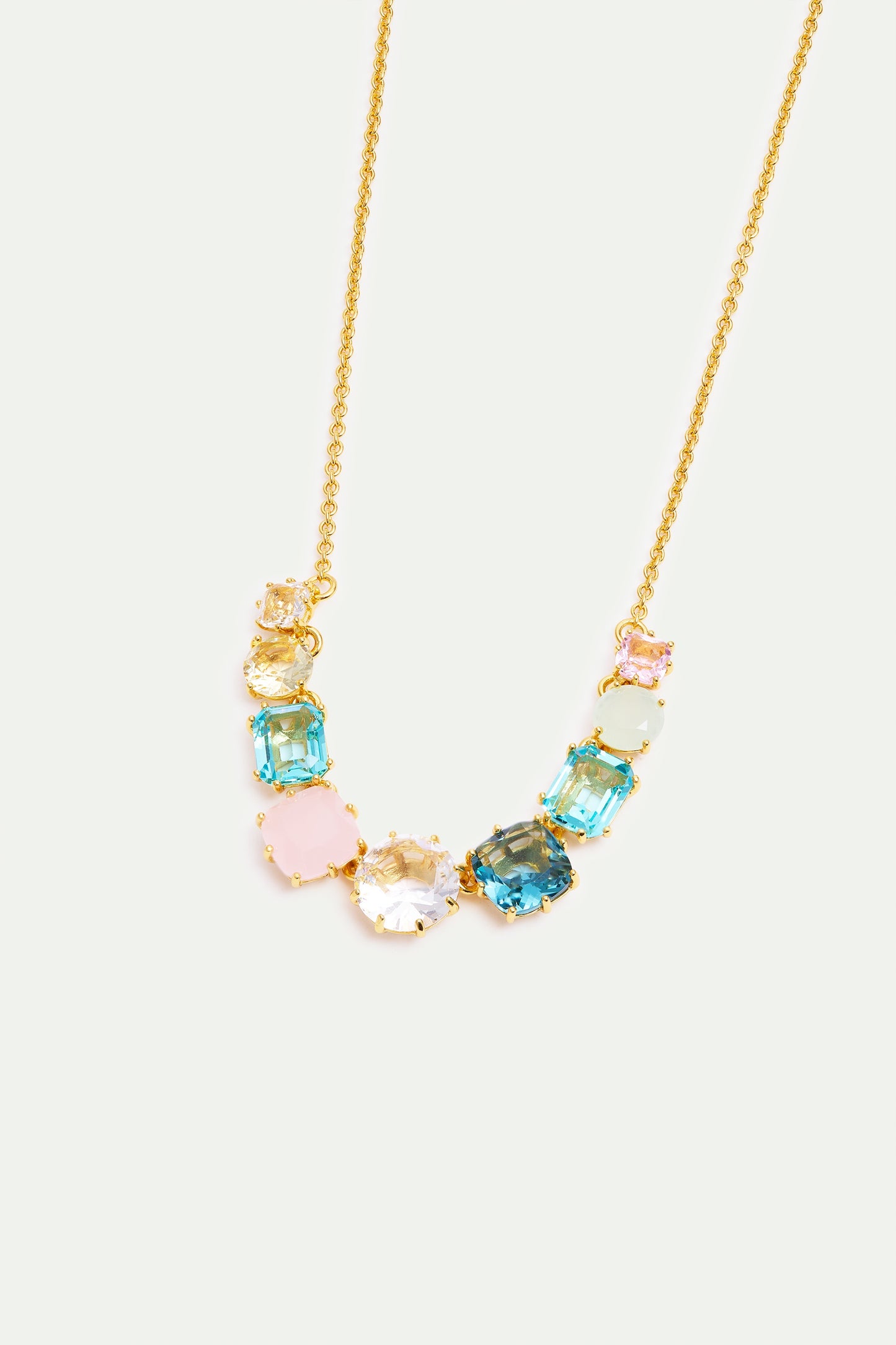 Fine Diamantine Necklace With 9 Acqua Azzura Stones | AXLD3603