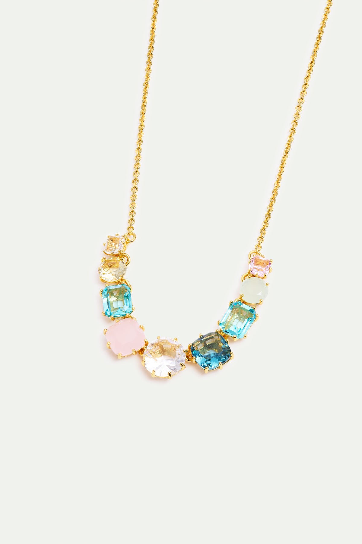 Fine Diamantine Necklace With 9 Acqua Azzura Stones | AXLD3603