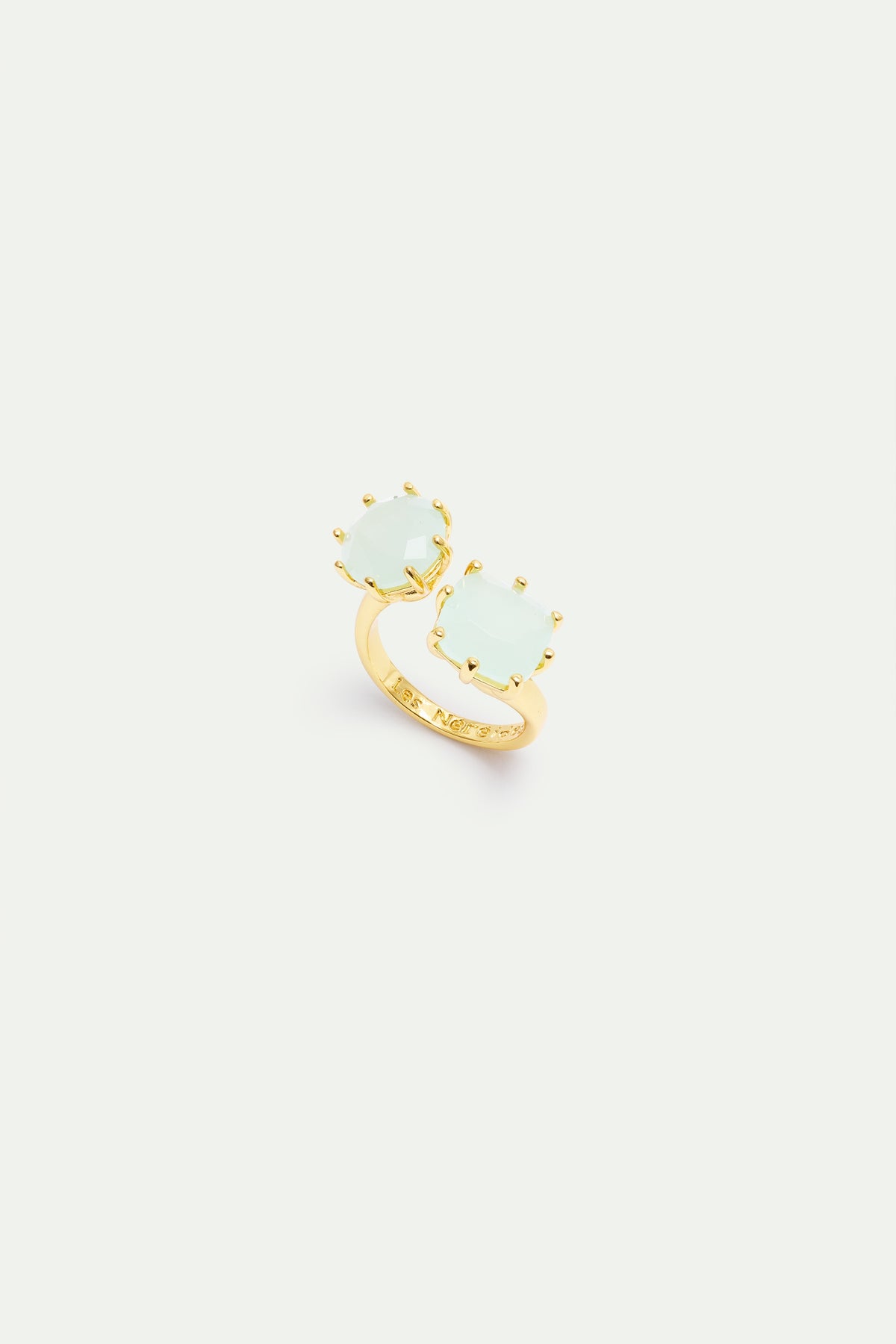 Diamantine Adjustable Ring With 2 Sea Green Stones | AXLD6602